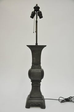 Asian Style Pewter Table Lamps