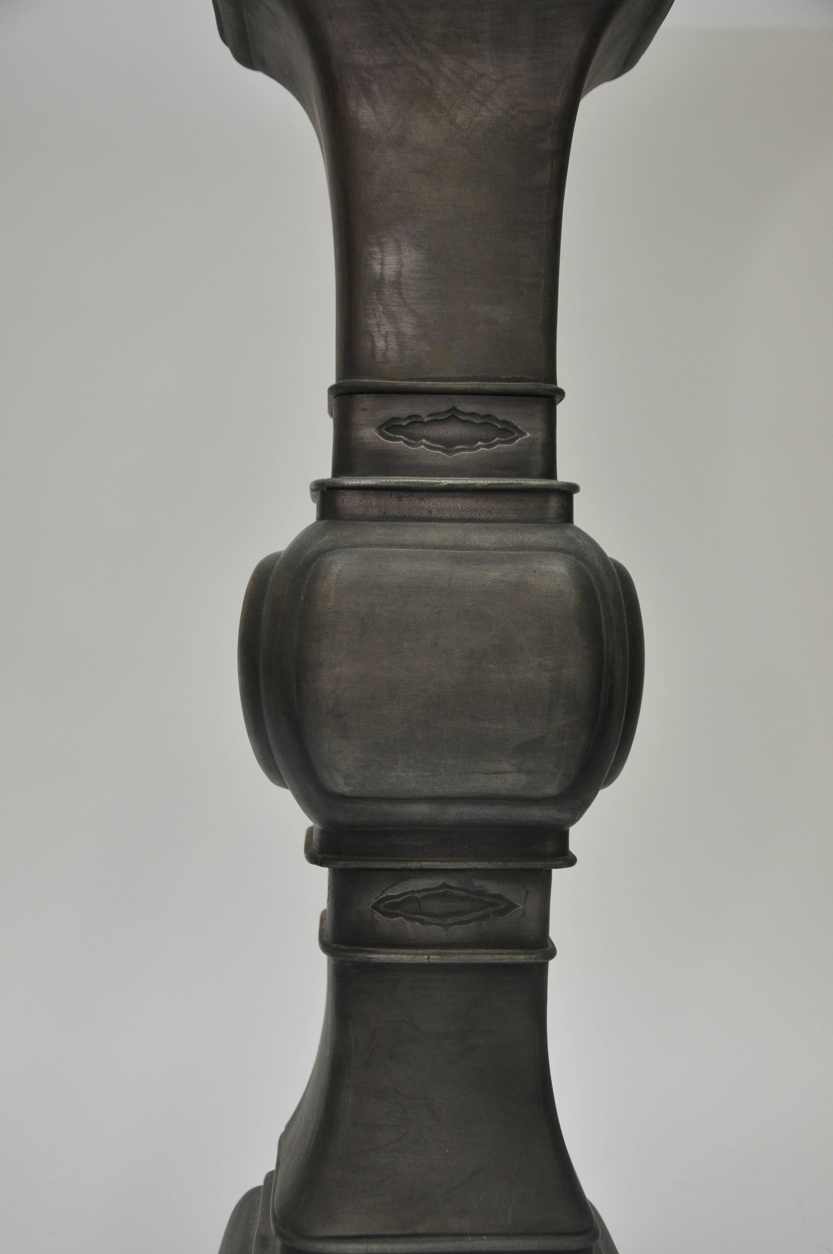 American Asian Style Pewter Table Lamps For Sale