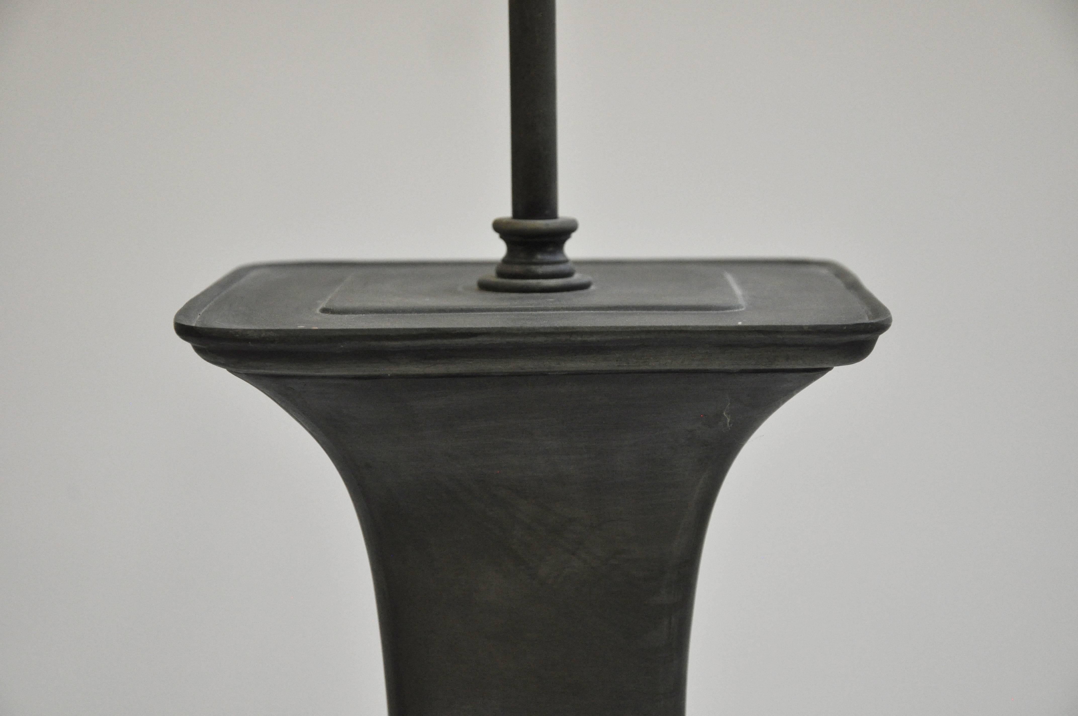 Asian Style Pewter Table Lamps In Good Condition For Sale In Geneva, IL