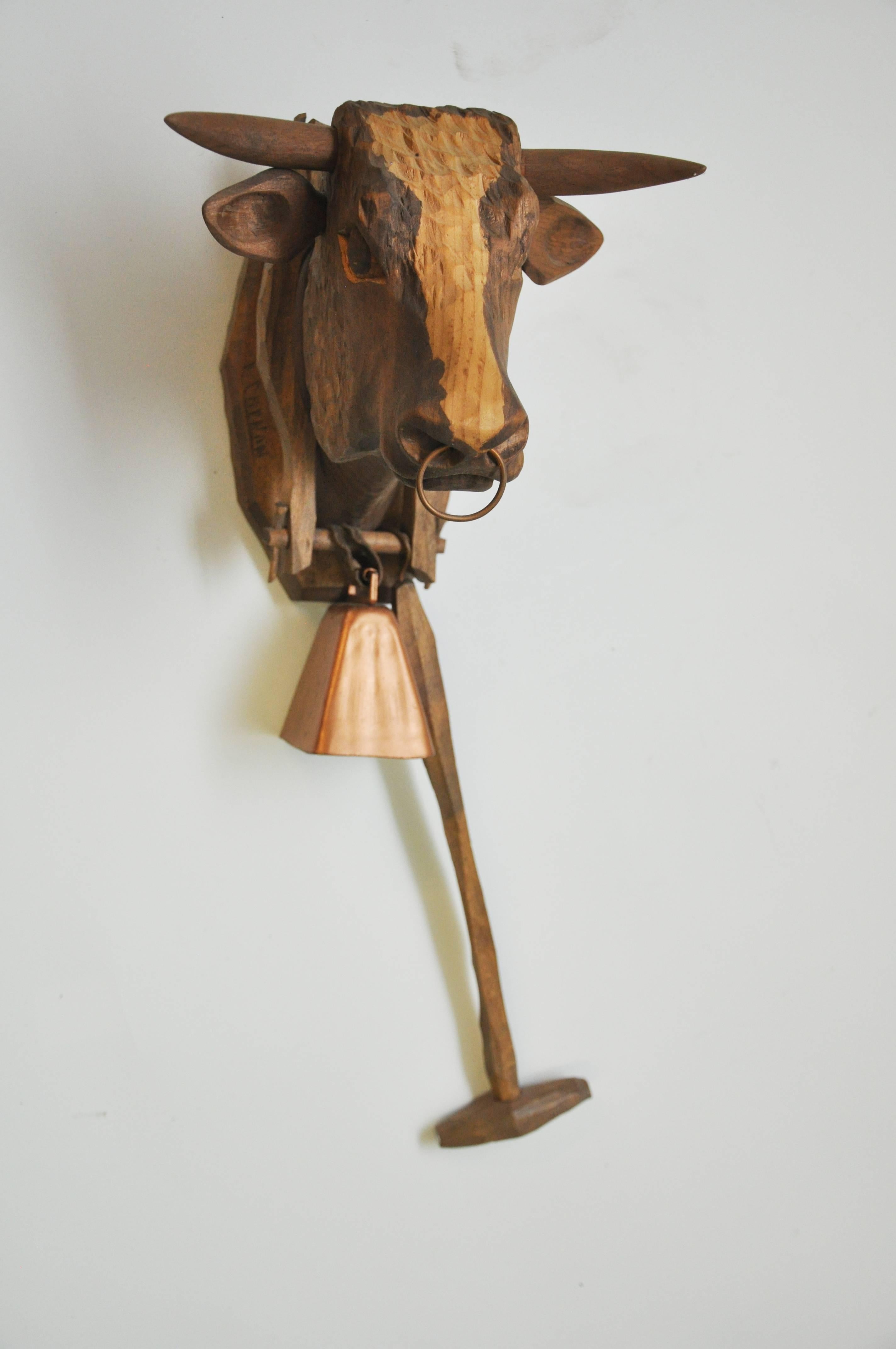 wooden cow head