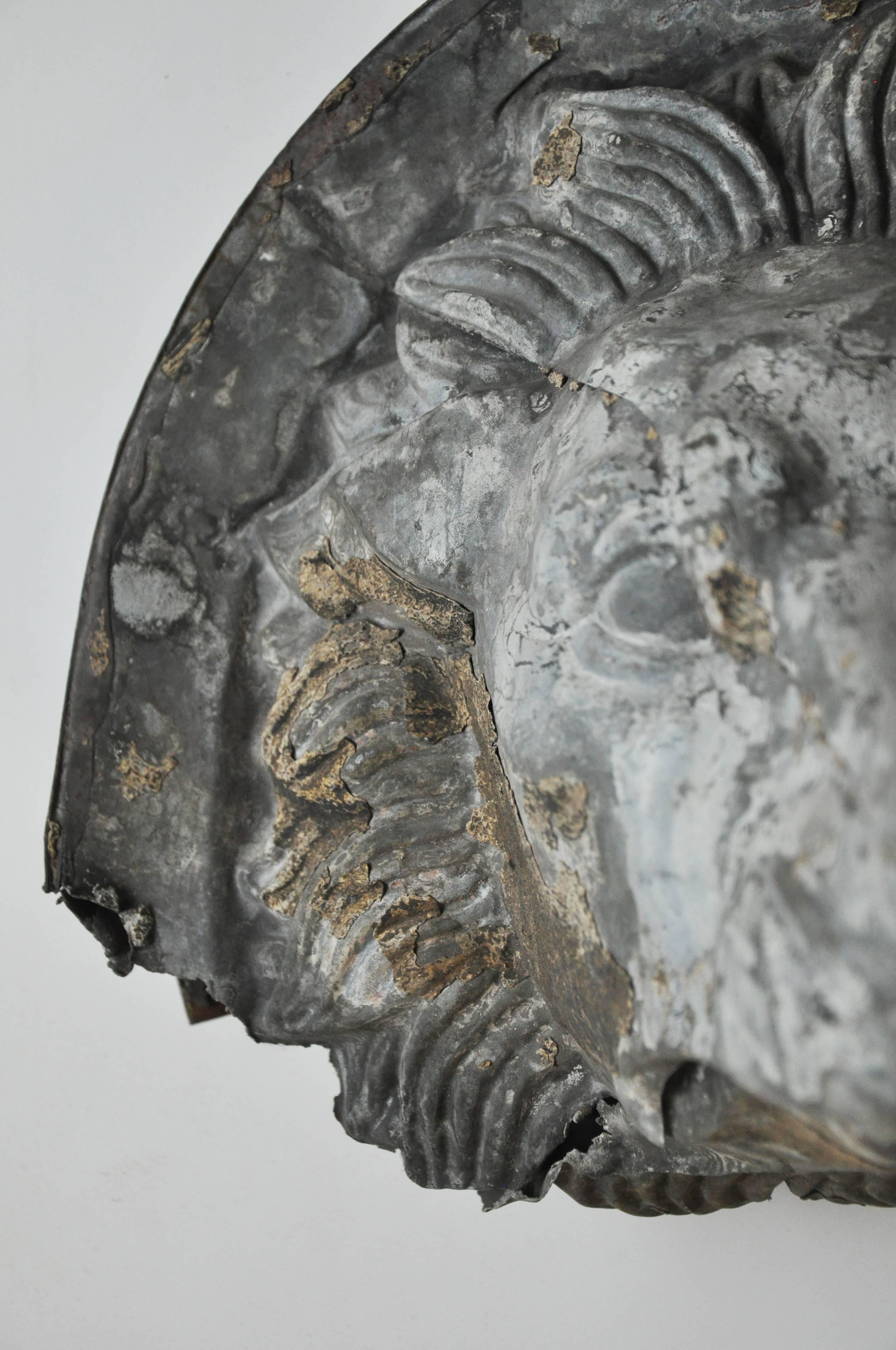 19th Century European Lion's Head Zinc Wall Fountain 1