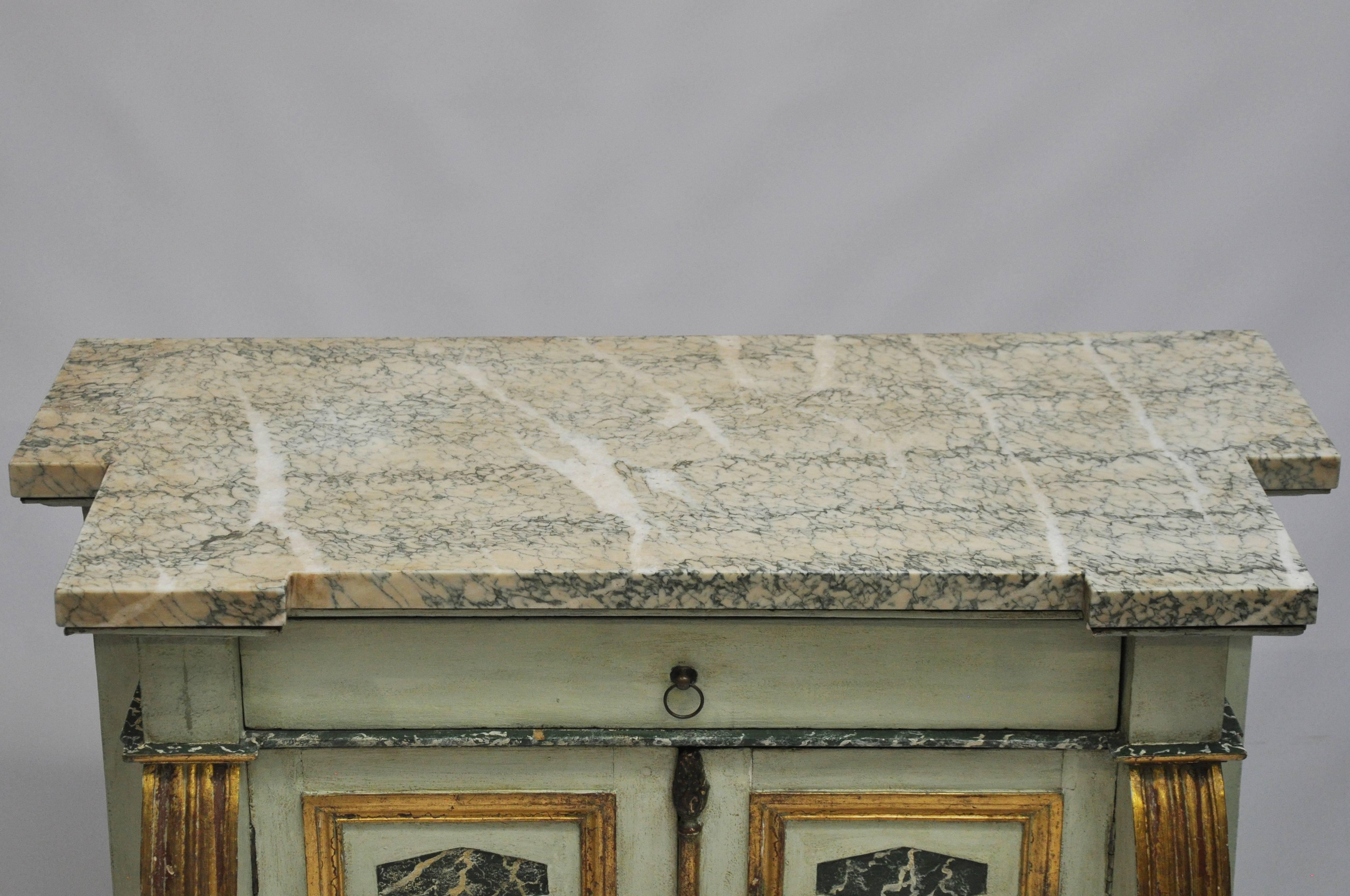 19th Century Italian Cabinet with Painted Finish and Marble Top For Sale 1