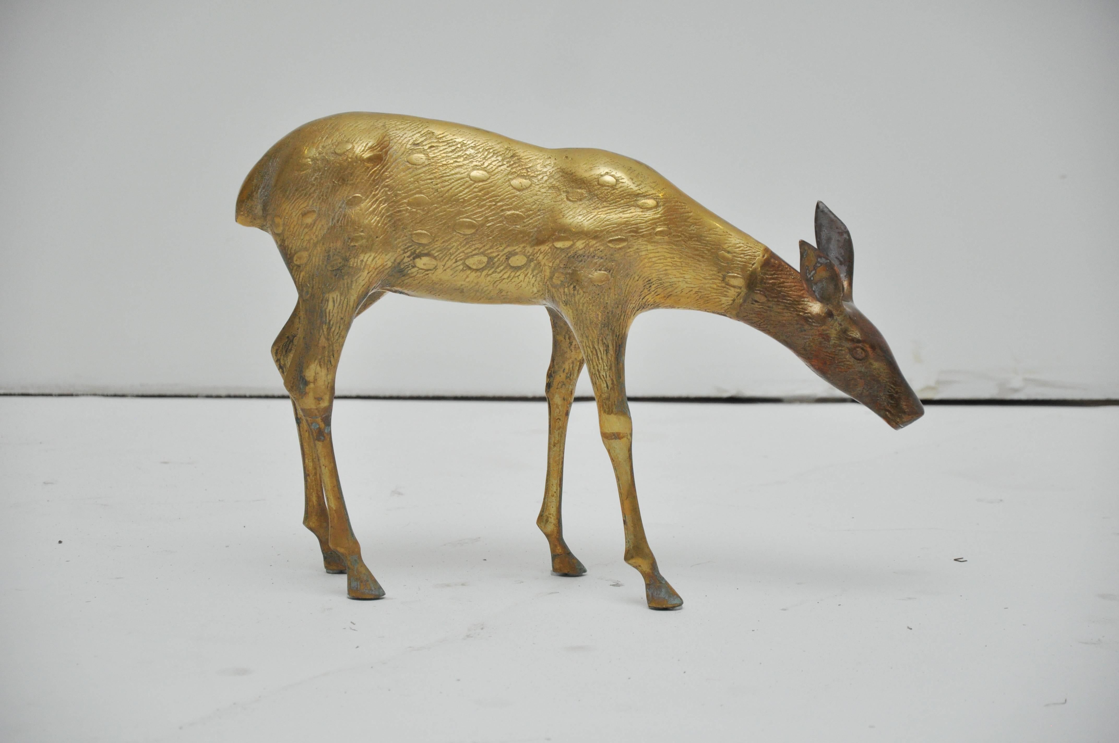 Large Brass Deer Family of Three In Good Condition In Geneva, IL