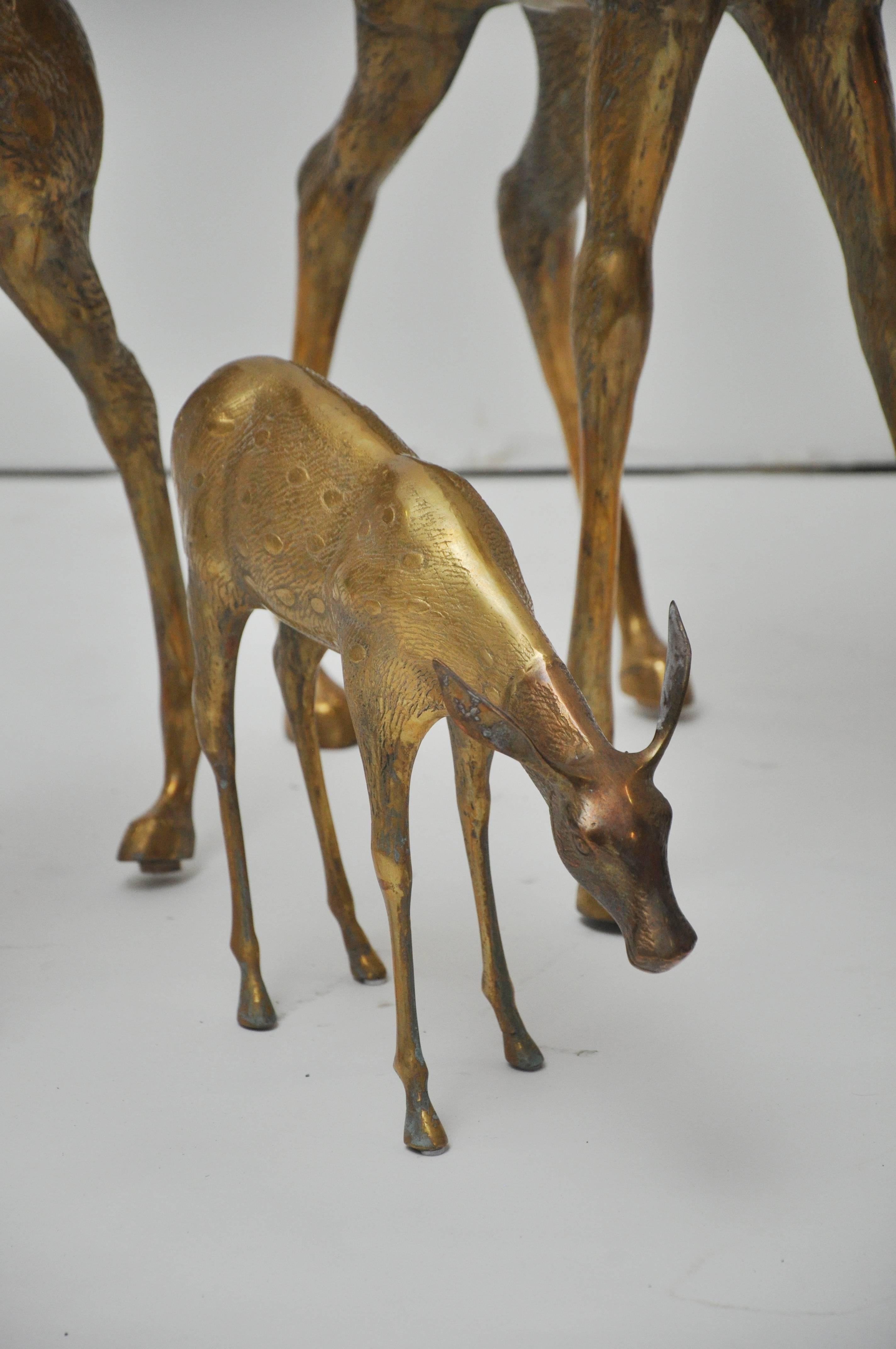 Large Brass Deer Family of Three 1