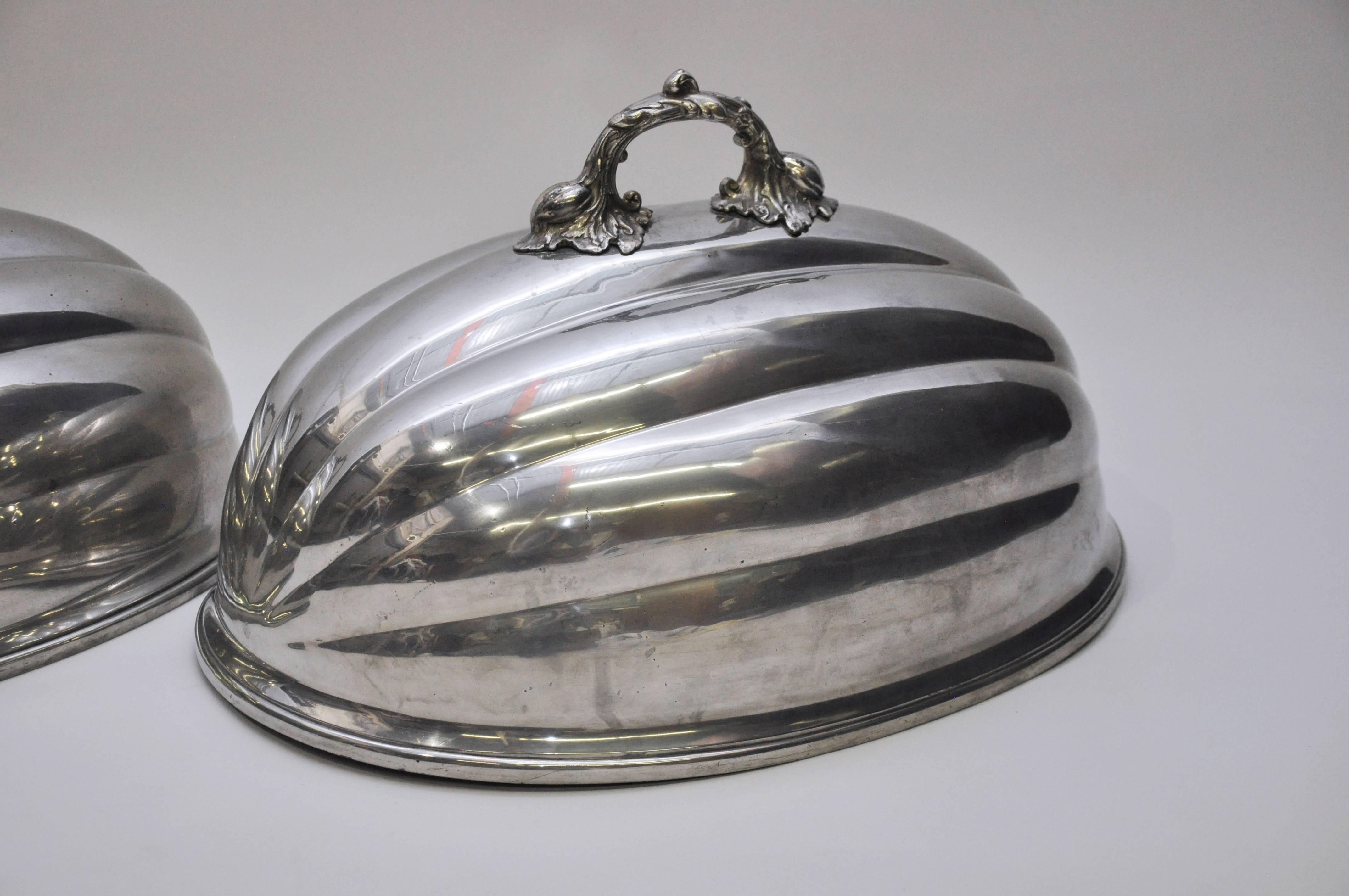 Cast Set of Four Victorian English Graduated Size Meat and Food Domes by James Dixon For Sale