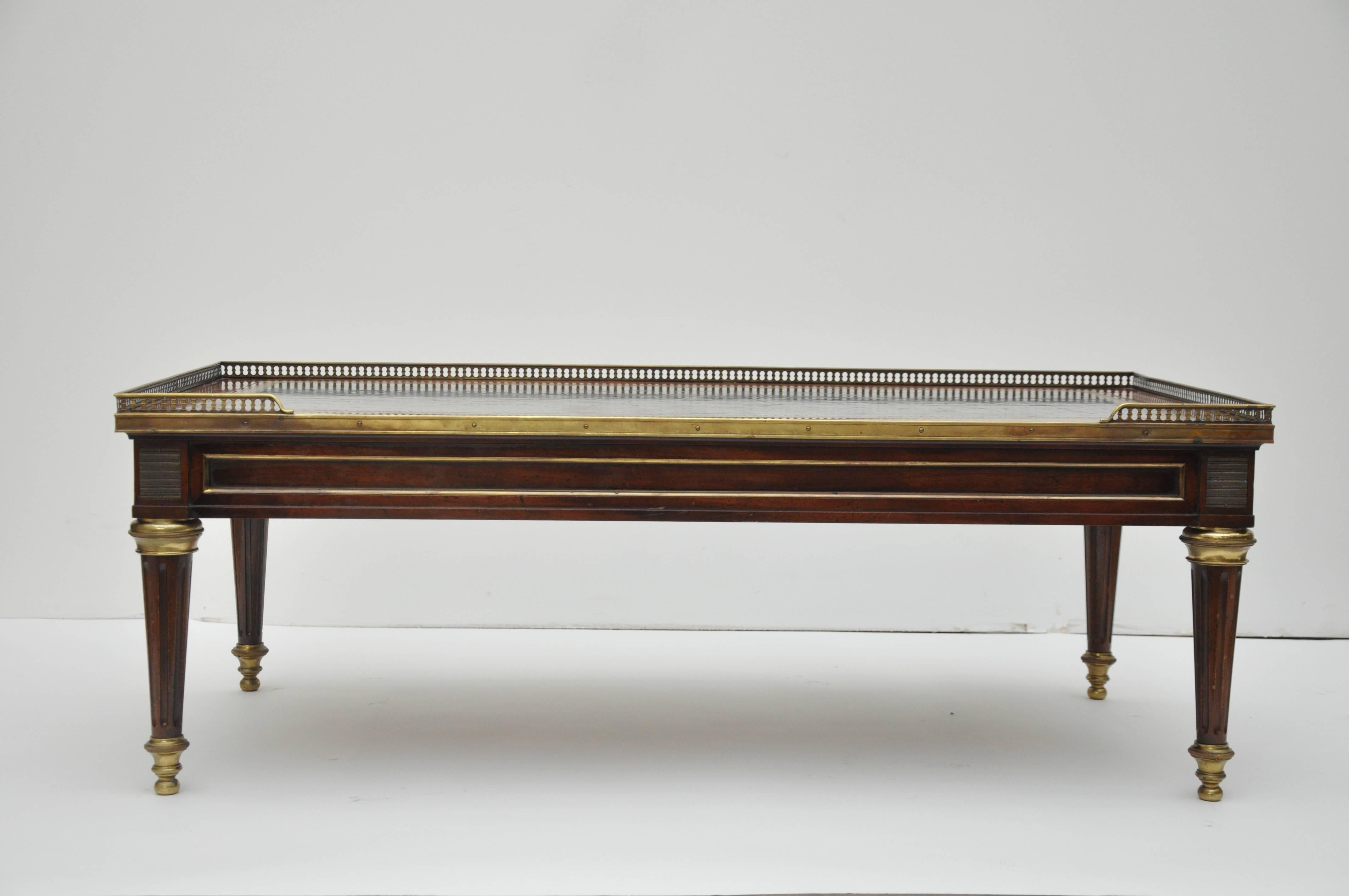 Louis XVI Leather Topped Coffee Table
