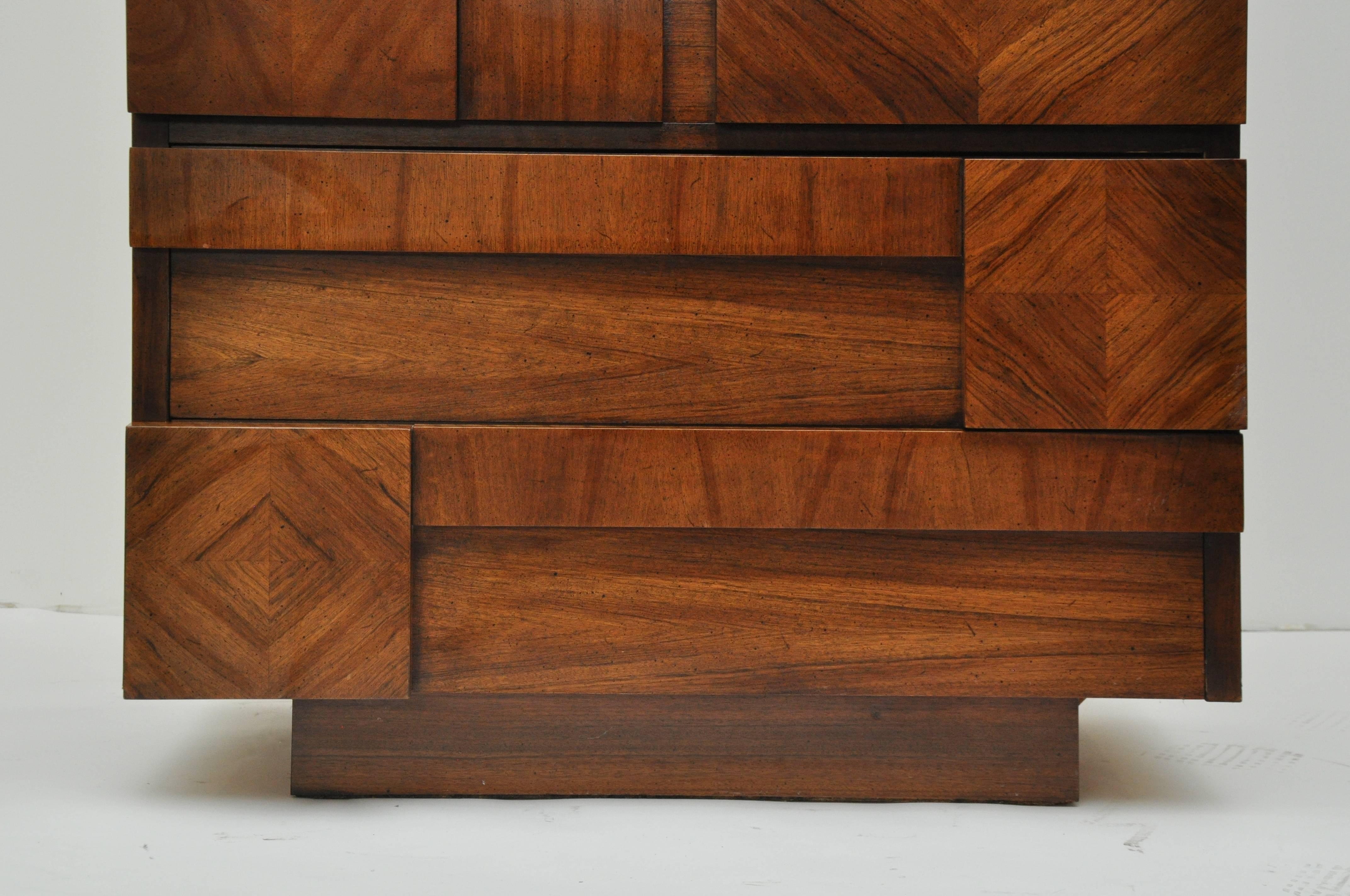 Mid-20th Century Lane Highboy Brutalist Dresser