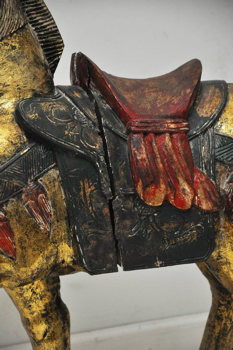 Large Pair of Carved Wooden Tang Horses at 1stDibs