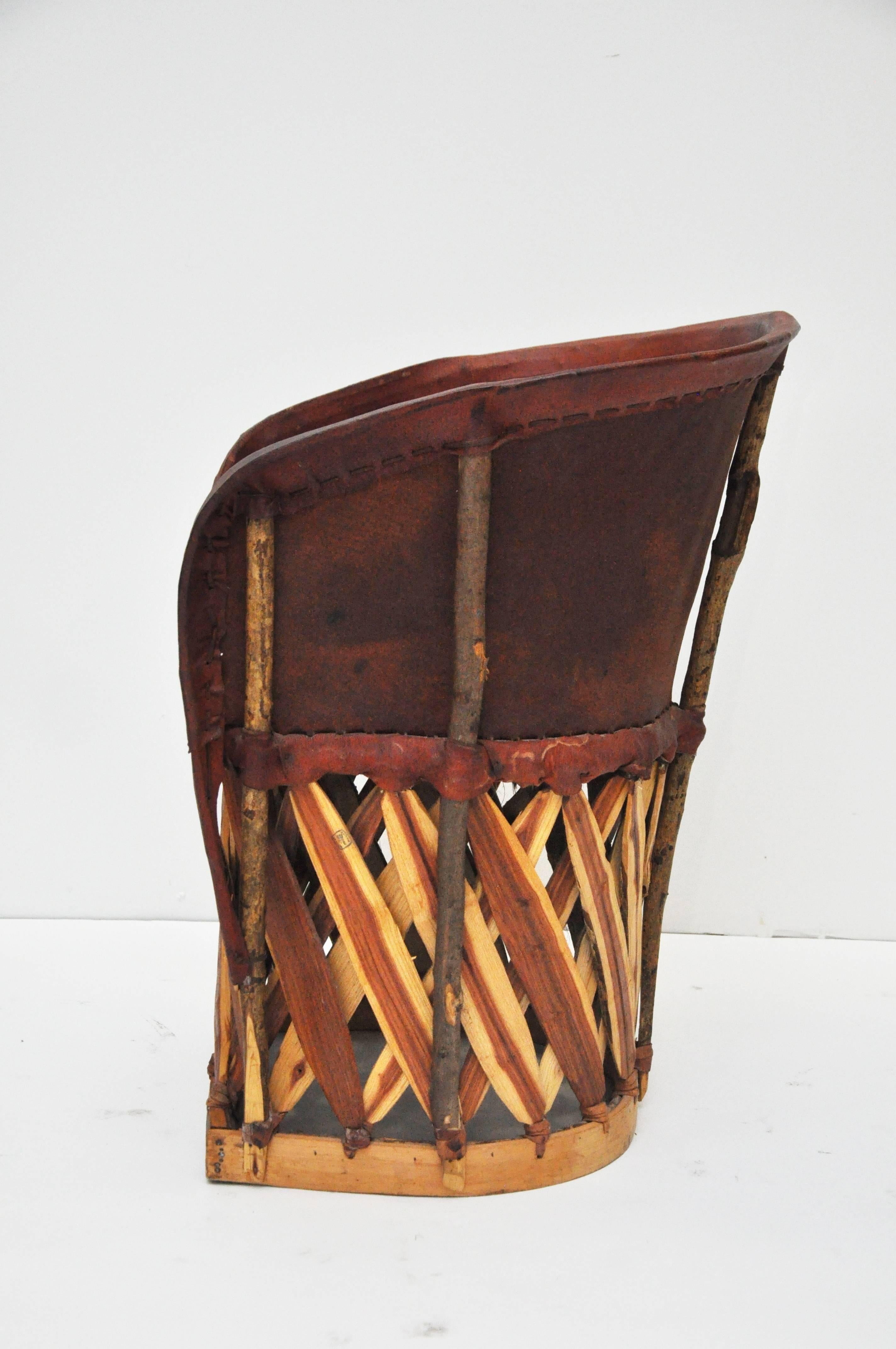 Leather Table and Pair of Mexican Pigskin Chairs