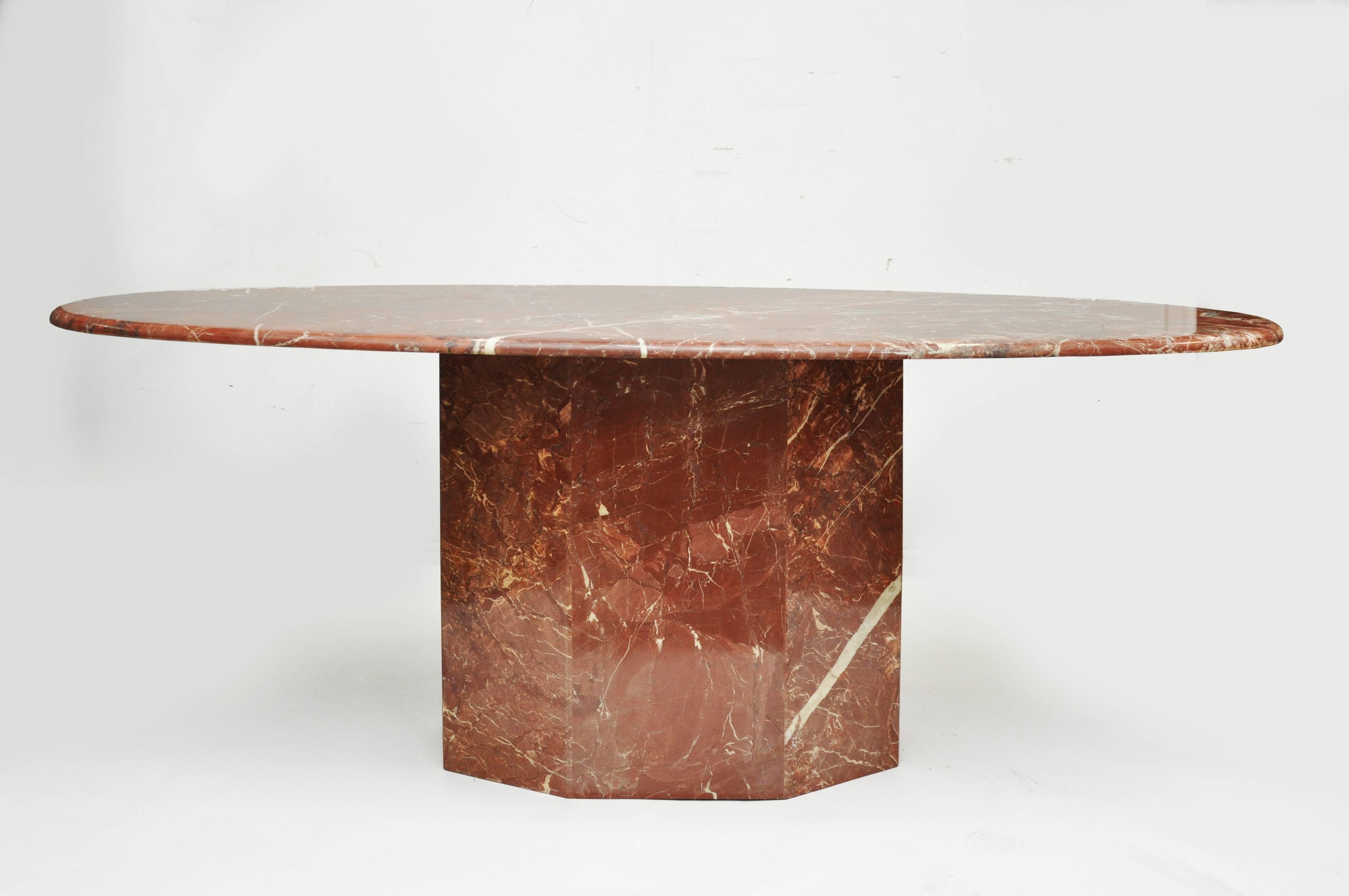 Midcentury Oval Marble Dining Table In Good Condition In Geneva, IL