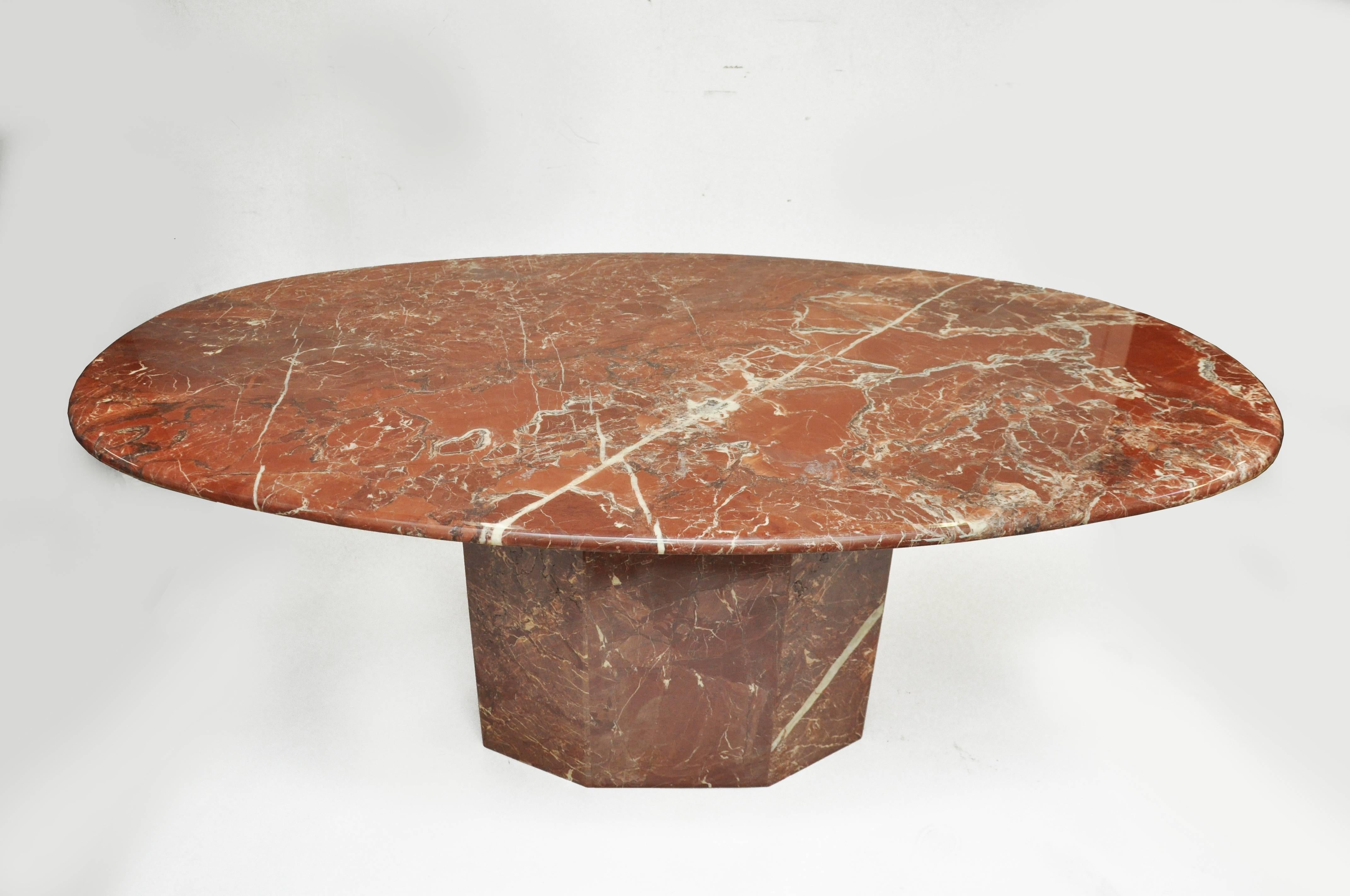 20th Century Midcentury Oval Marble Dining Table