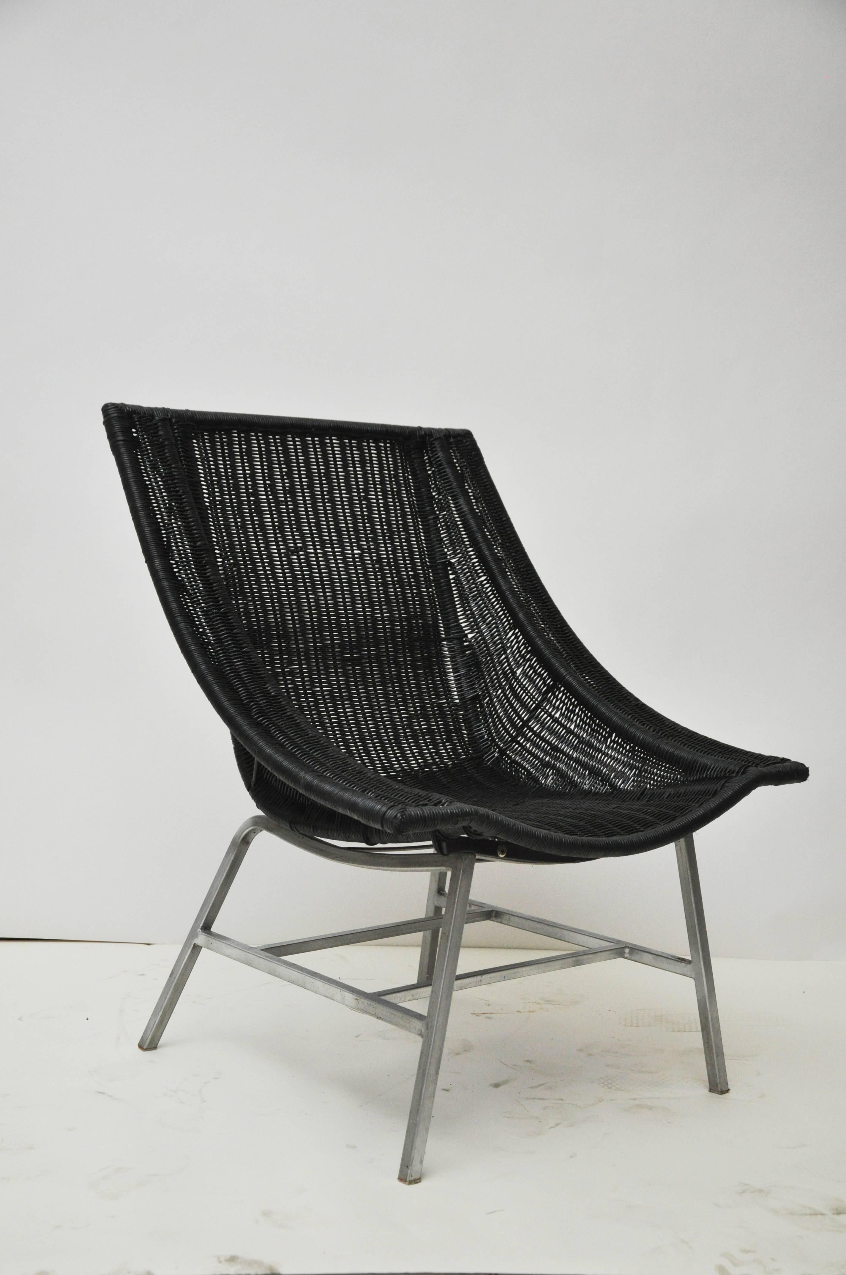 American Mid-Century Modern Wicker Chair For Sale