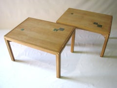 Pair of Ed Wormley for Dunbar Mahogany End Tables with Natzler Tiles