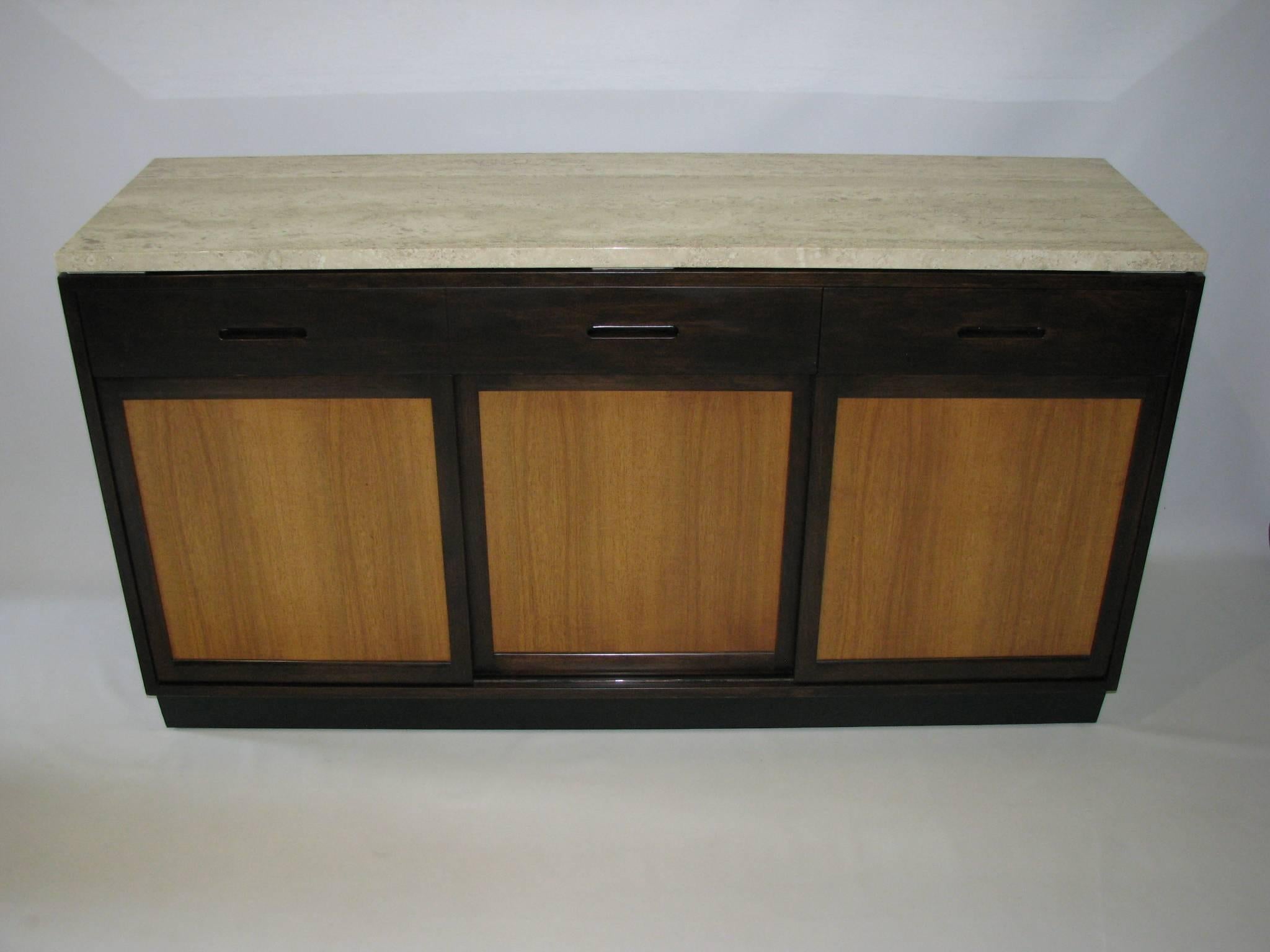 Ed Wormley for Dunbar Buffet with Italian Travertine Top For Sale 1