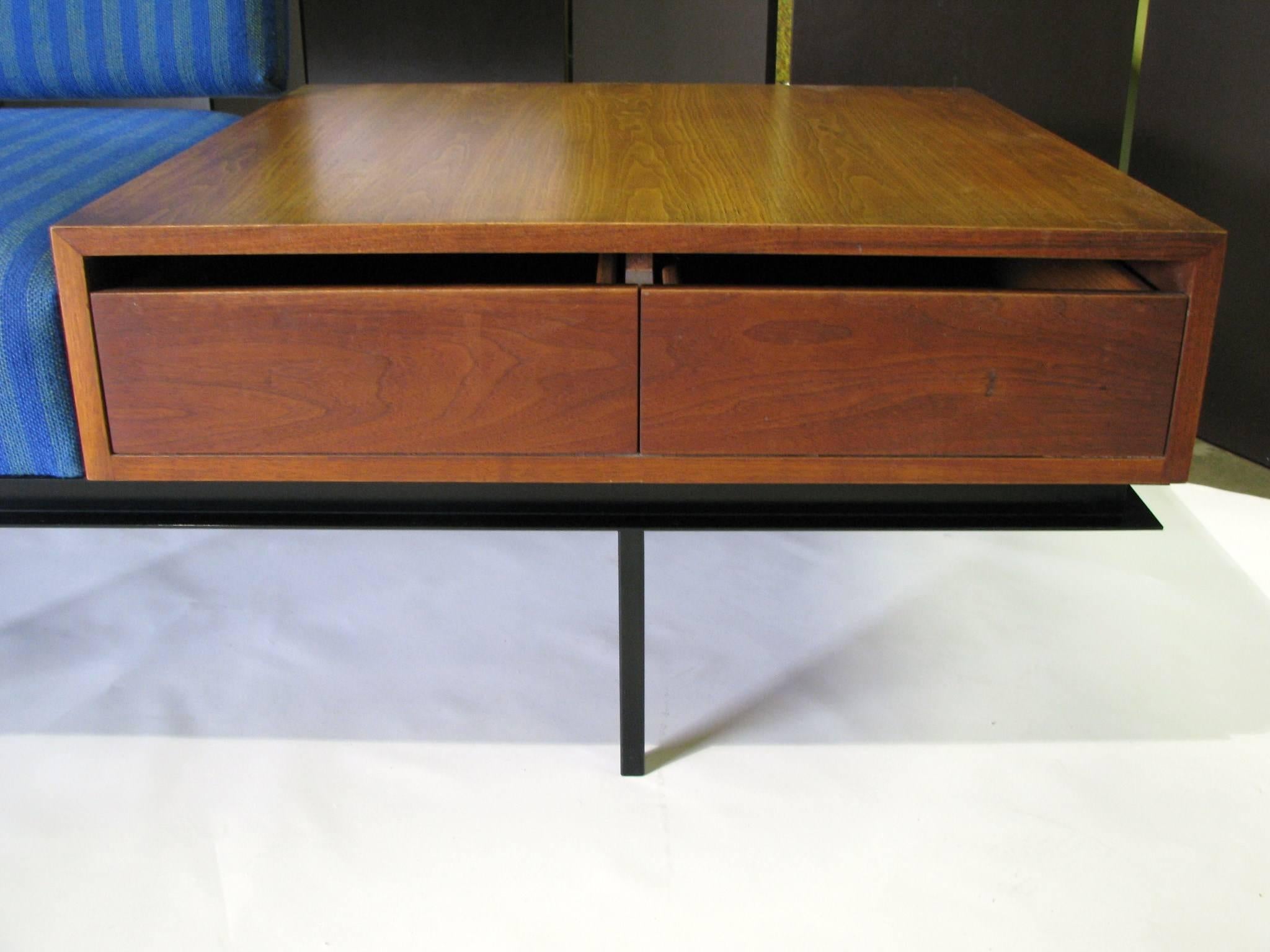 Fabric Midcentury Sofa/End Table Combination Designed by Florence Knoll For Sale