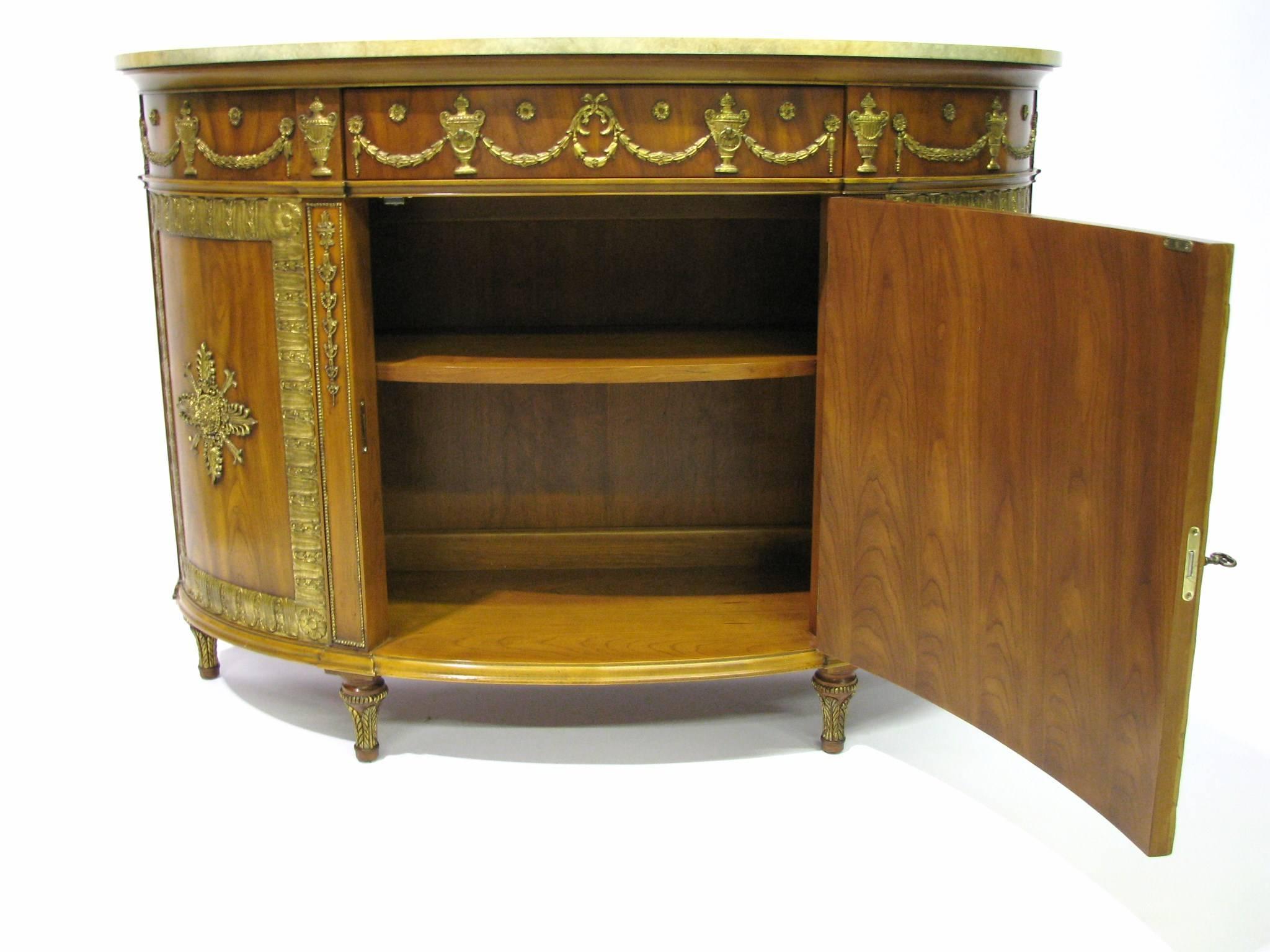 John Widdicomb Neoclassic Style Demilune Cabinet In Excellent Condition For Sale In Geneva, IL