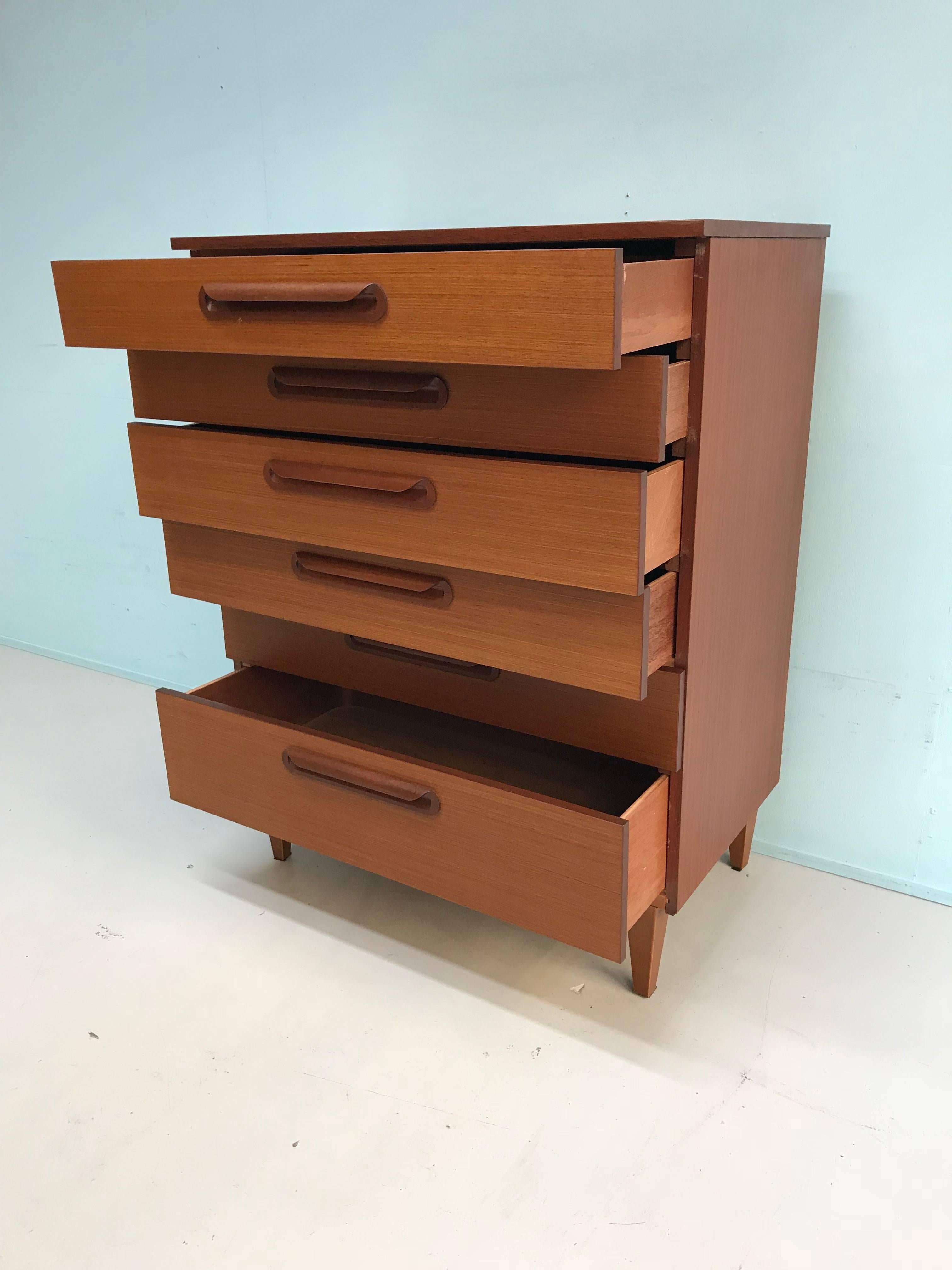 Mid-20th Century Midcentury Teak Chest of Drawers For Sale