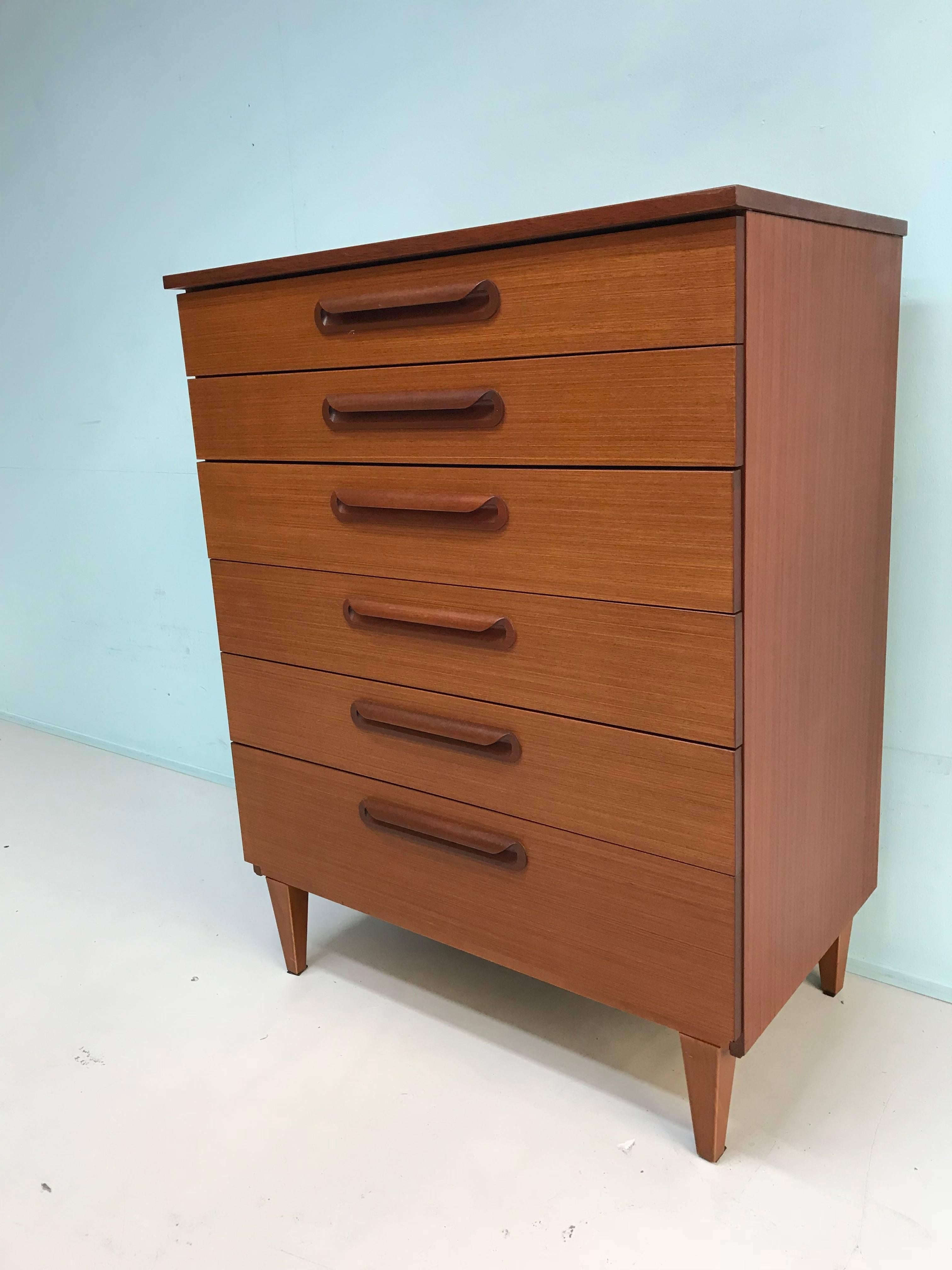 British Midcentury Teak Chest of Drawers For Sale