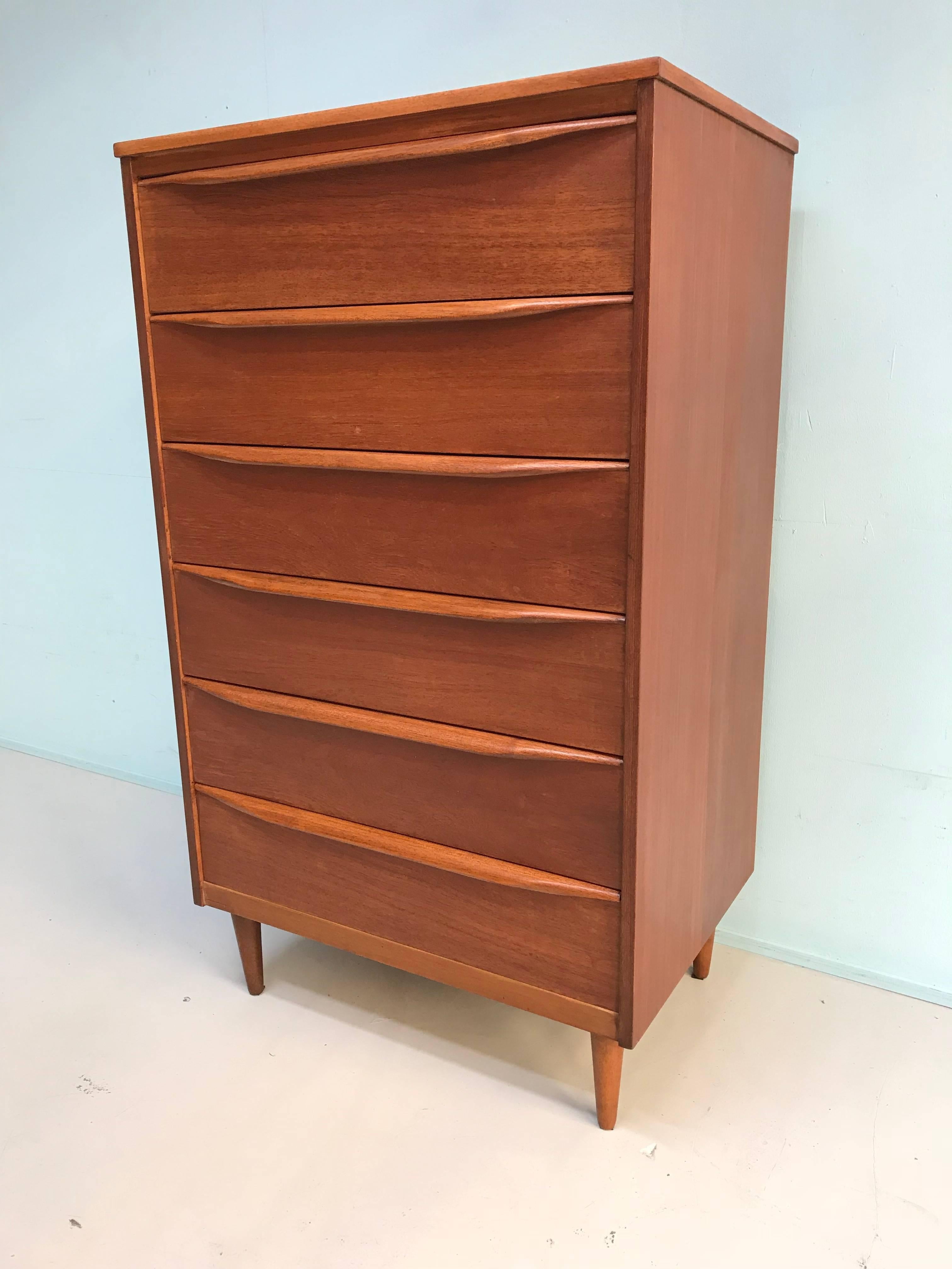 British Midcentury Teak Six Chest of Drawers For Sale