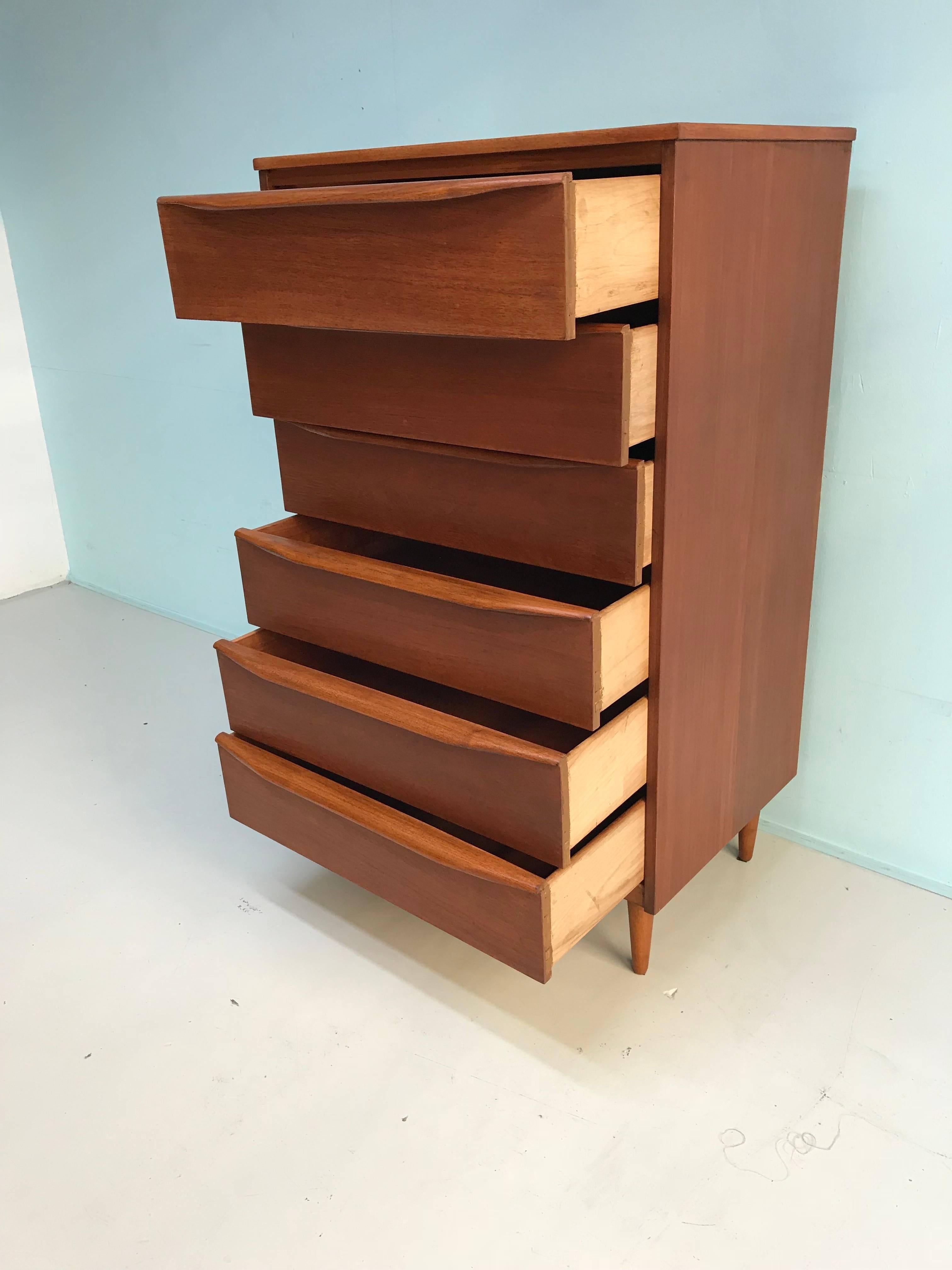 Mid-20th Century Midcentury Teak Six Chest of Drawers For Sale