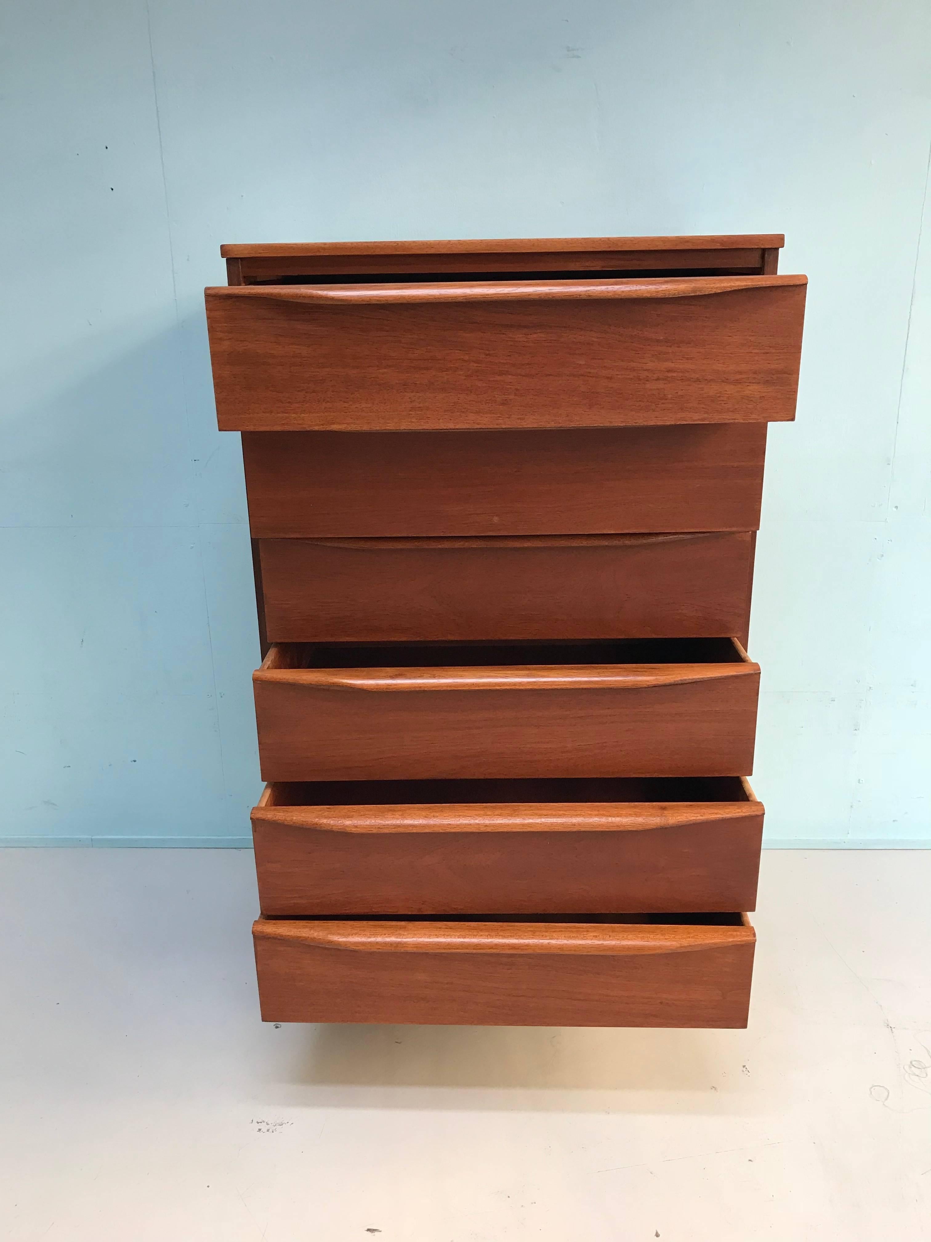 Midcentury Teak Six Chest of Drawers For Sale 1