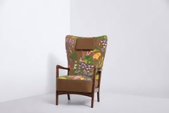 Fritz Hansen Lounge Chair, Floral Upholstery by Gocken Jobs, circa 1950s