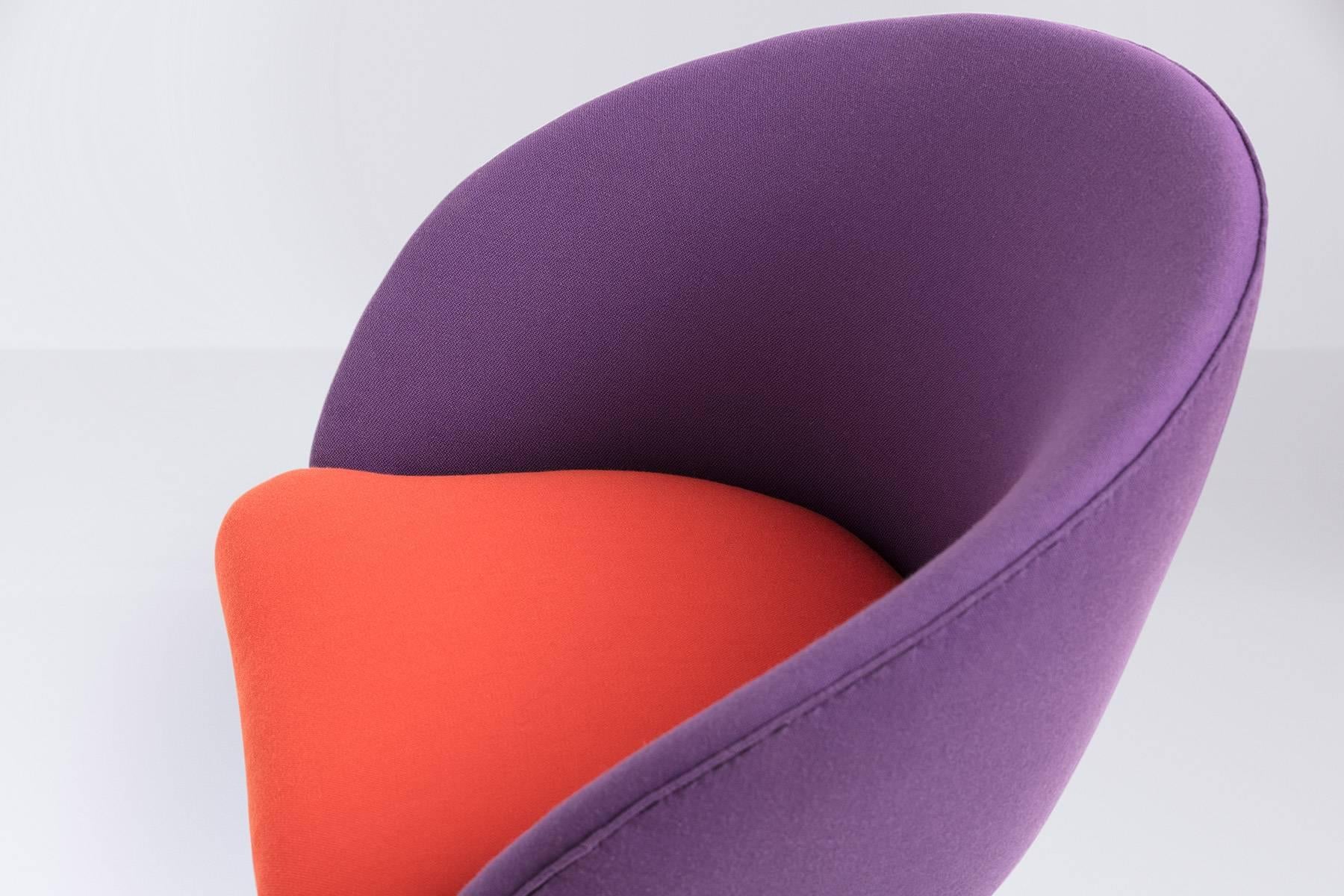 Danish Produced Cocktail Chair, 1950s, Orange and Purple Wool Upholstery In Excellent Condition For Sale In Copenhagen, DK