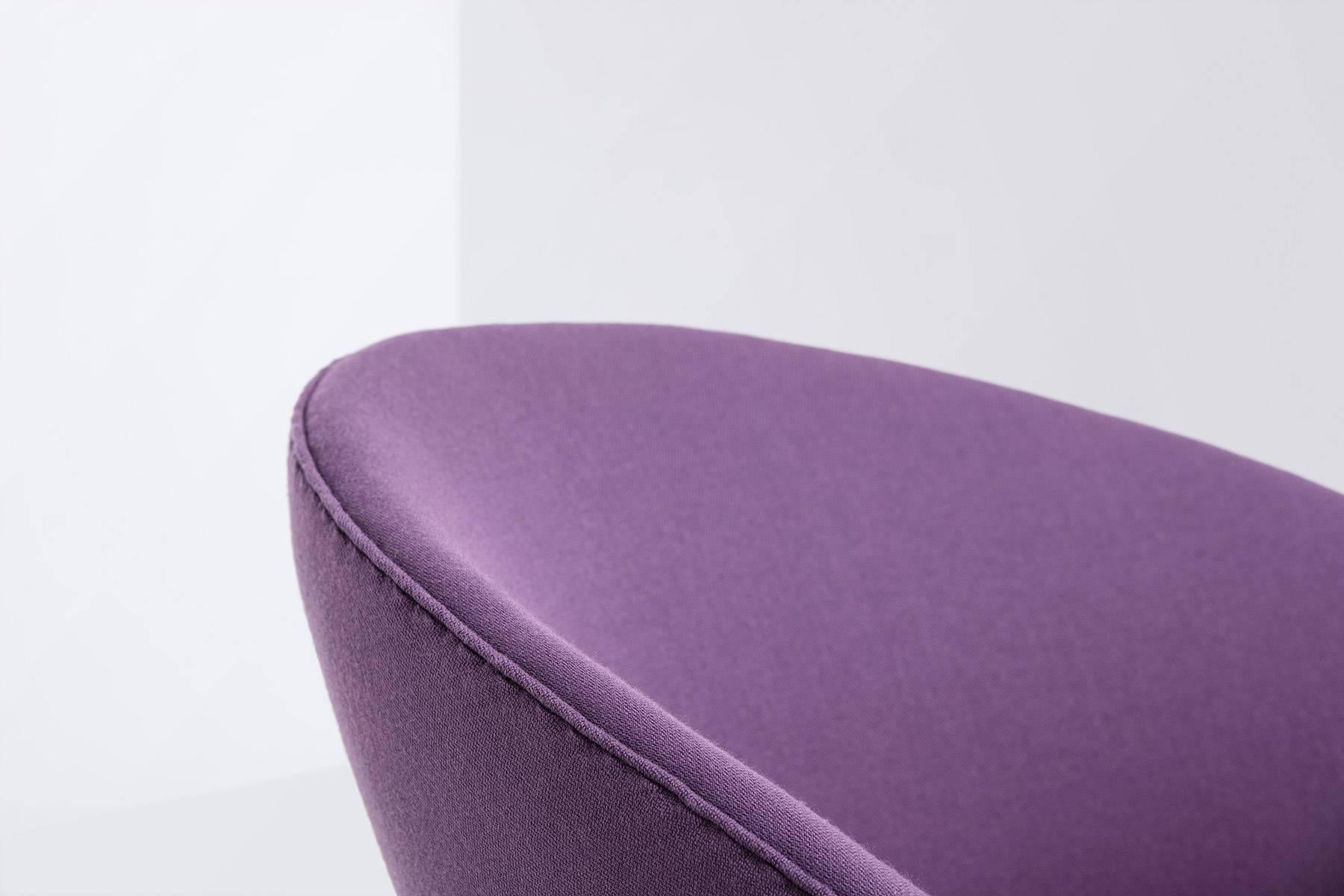 Mid-20th Century Danish Produced Cocktail Chair, 1950s, Orange and Purple Wool Upholstery For Sale