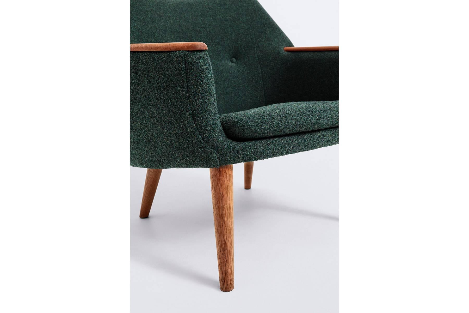 Pair of Lounge Chairs Designed by Kurt Østervig, 1958, Green Wool Upholstery In Excellent Condition For Sale In Copenhagen, DK