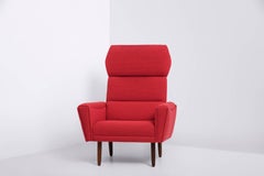 Danish Produced Lounge Chair 1960s, Red/Orange Wool Upholstery by Kvadrat