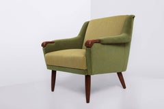 Danish Produced Wingback Chair, 1950s, Velvet and Wool Upholstery by Kvadrat