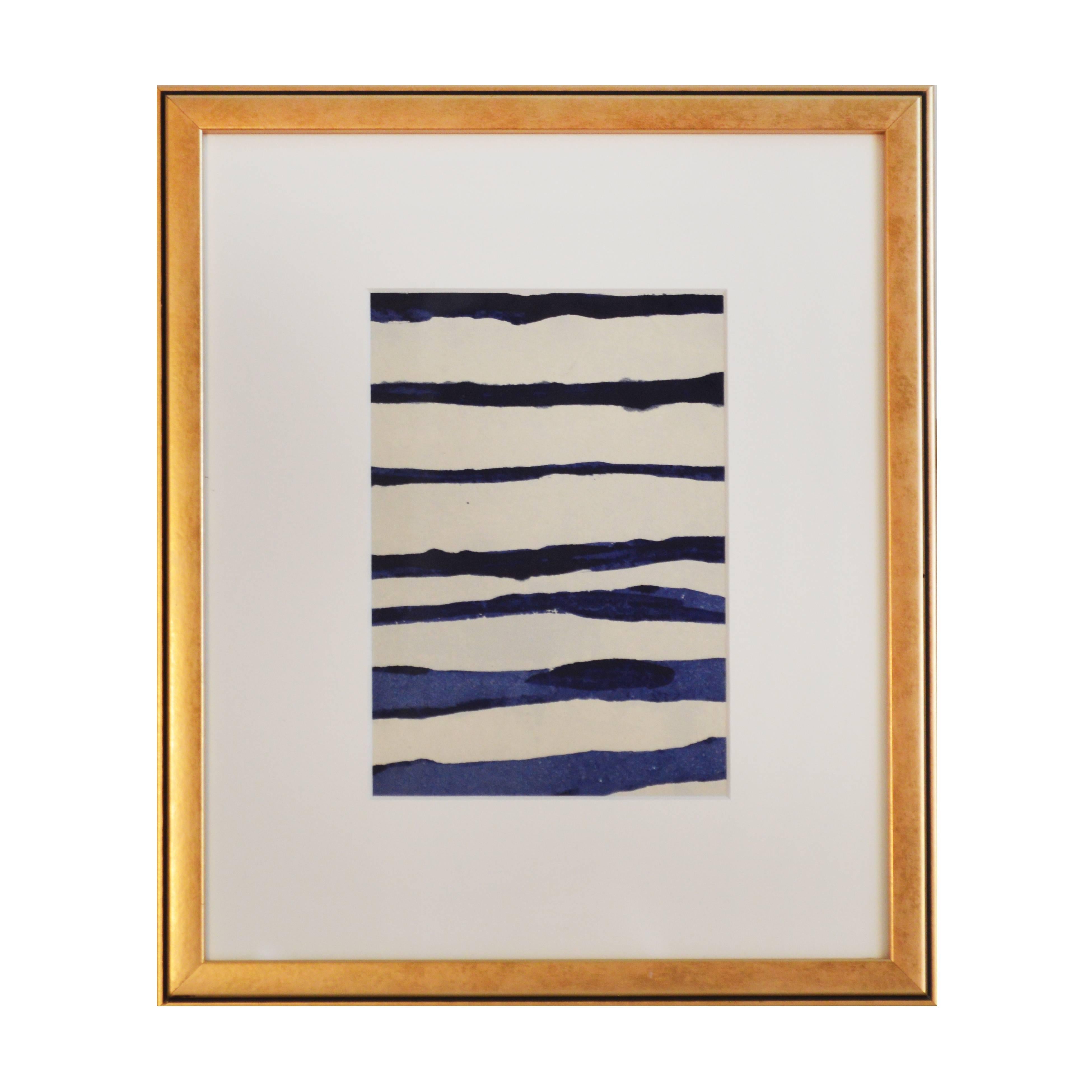 Unique Handmade Contemporary Framed Abstract Painting on Paper with Acrylic Ink For Sale