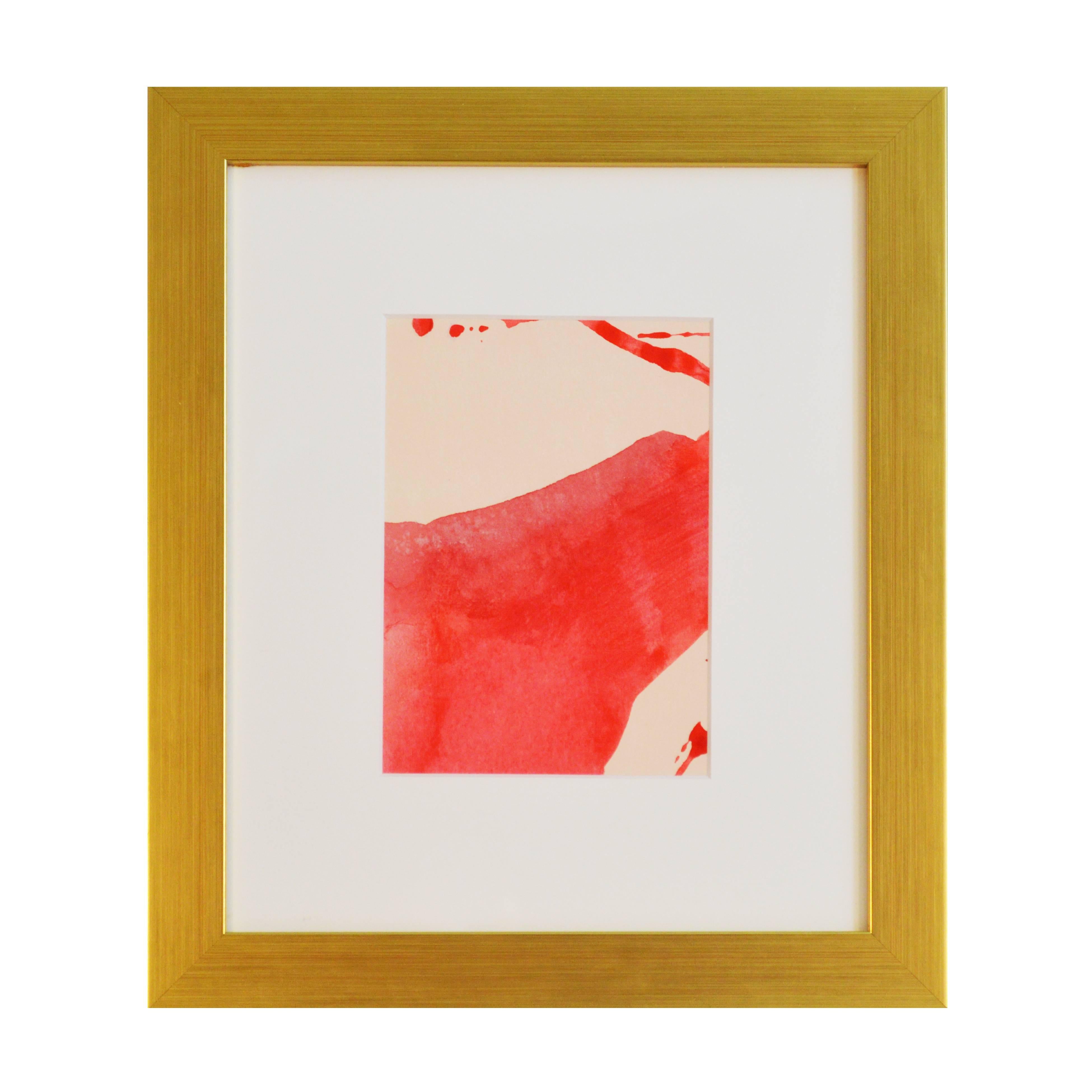 Unique Handmade Contemporary Framed Abstract Painting on Paper with Acrylic Ink For Sale