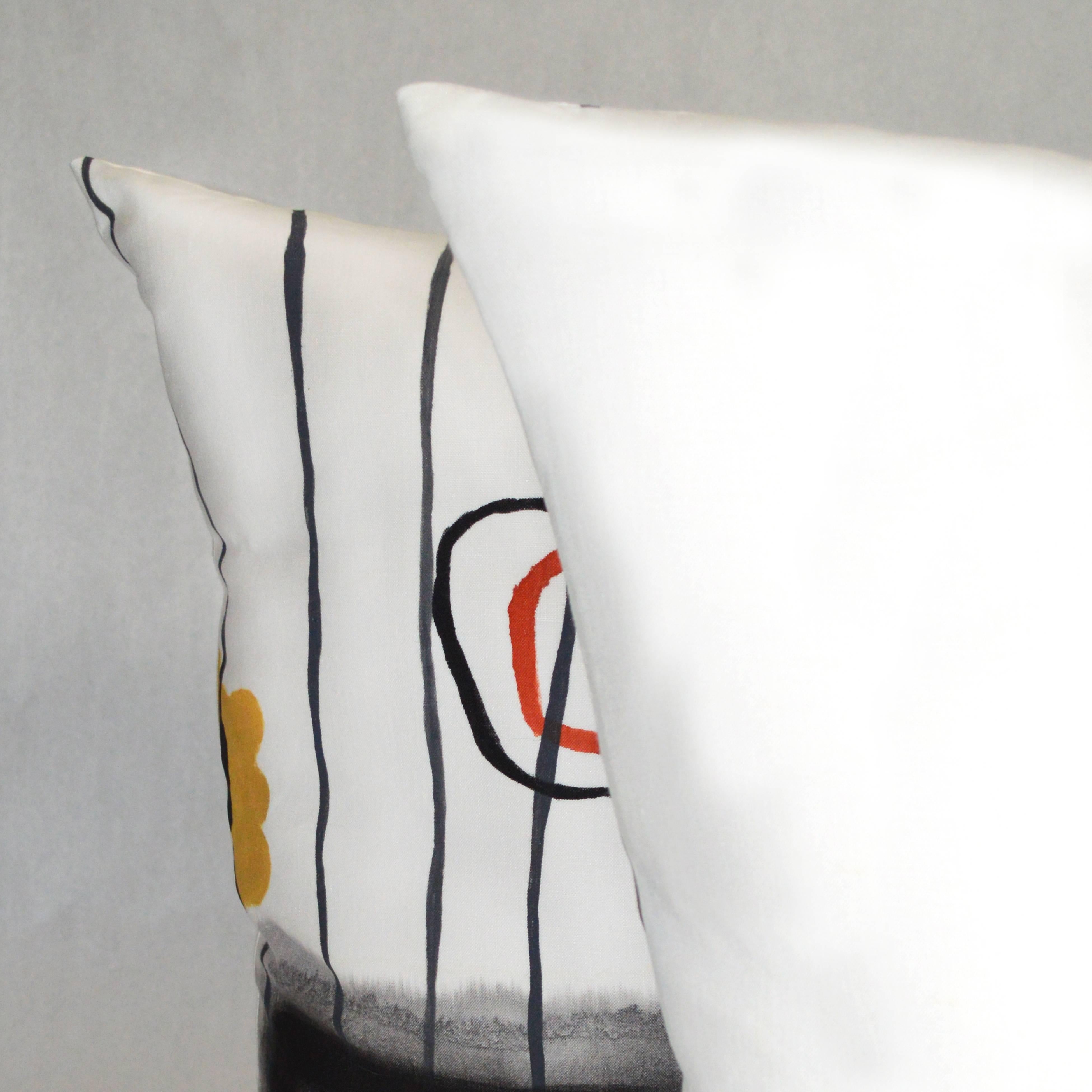 Hand-Painted AbEx, Contemporary One-of-a-Kind Abstract Expressionist Handmade Linen Pillow