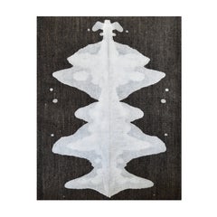 Porter Teleo Handmade Contemporary Runner Ink Blot Rug in Black and White