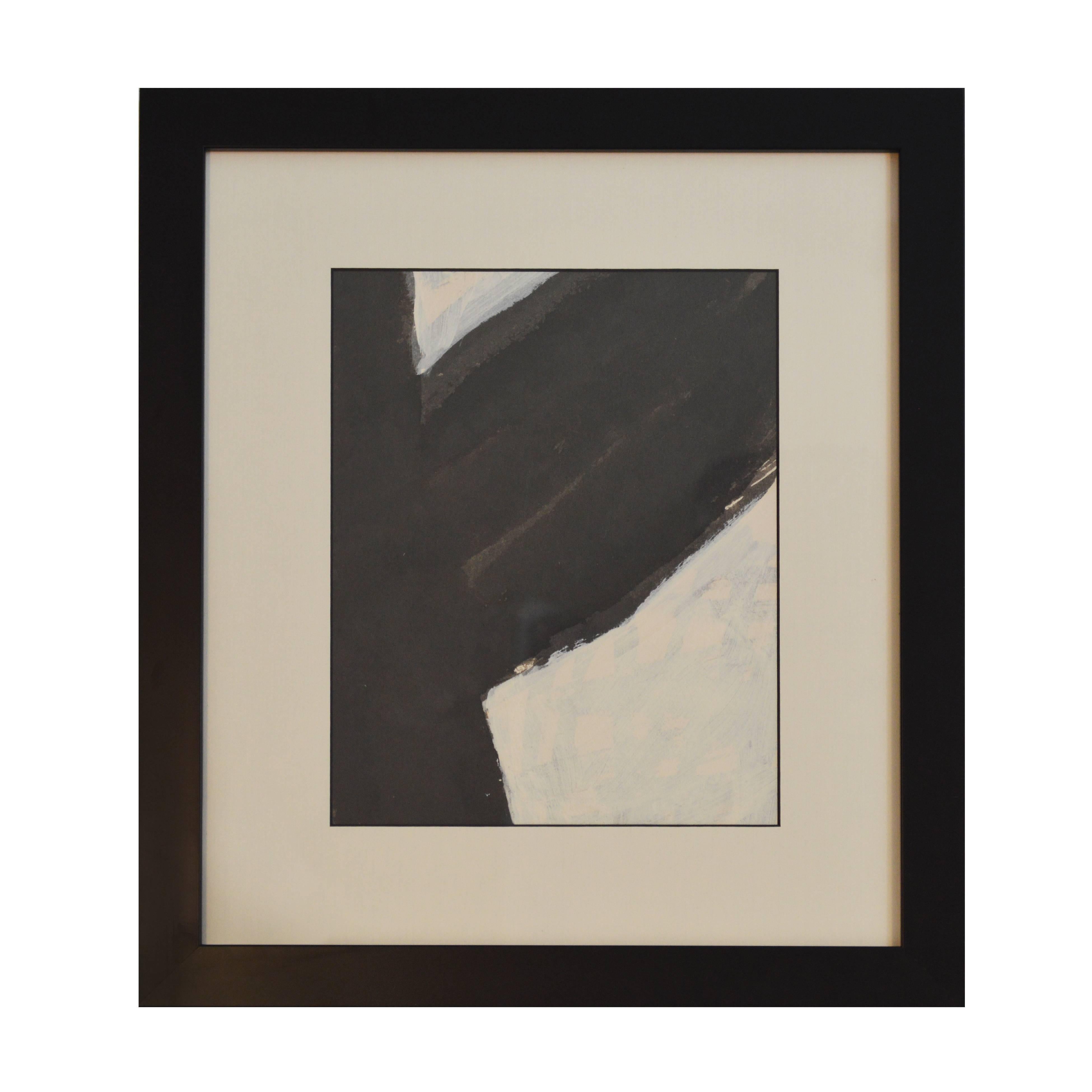 American Handmade Contemporary Set of Two Framed Abstract Paintings in Acrylic on Paper