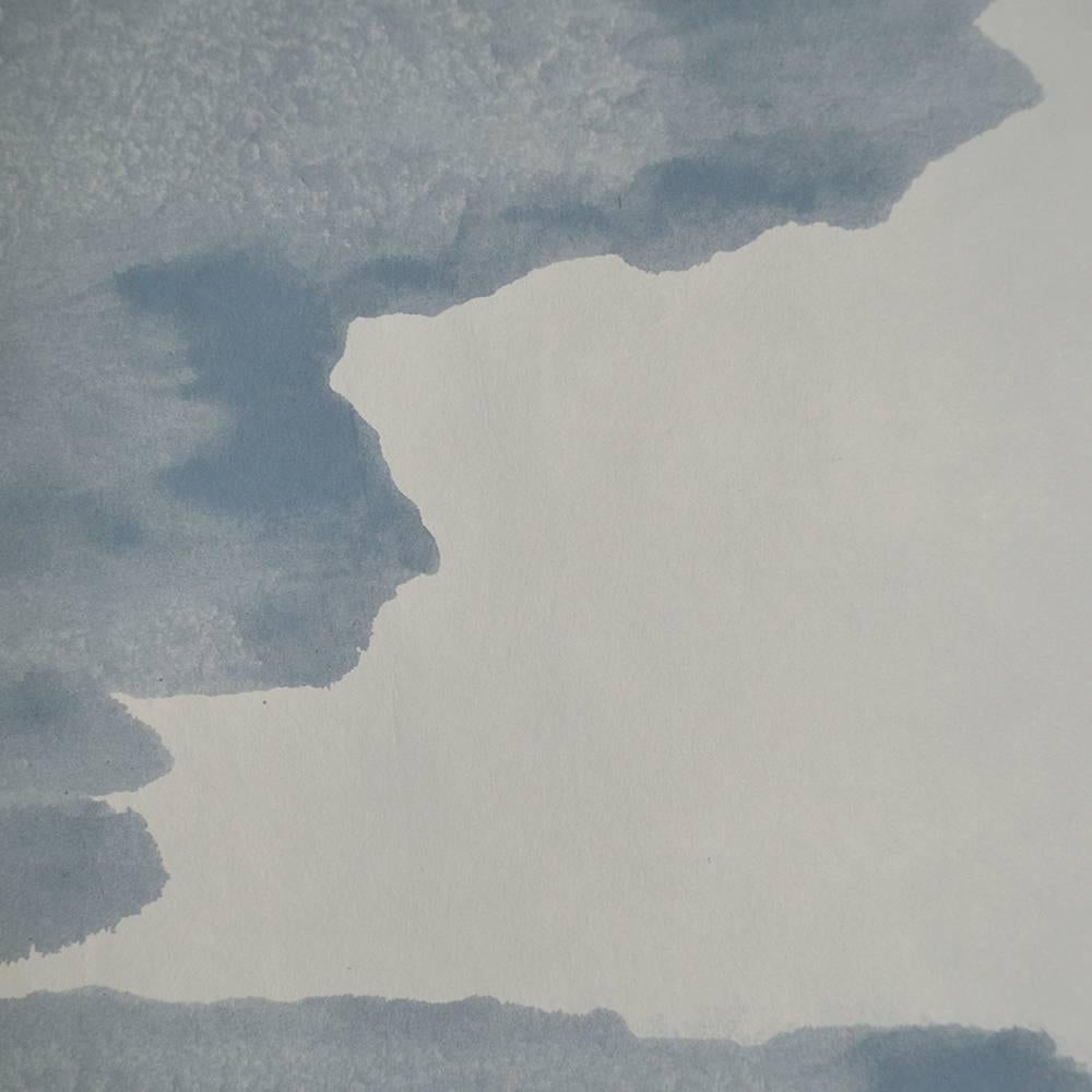 A one-of-a-kind, limited availability grey and blue Ink Blots by Porter Teleo inspired ink wash painting on handmade Japanese rice paper offered unframed for easy personalization. Every Porter Teleo Archive is hand-painted by artists, making each