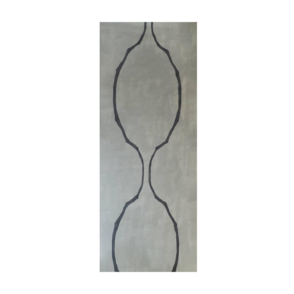 Unique Symmetrical Black and Grey Contemporary Wallpaper For Sale