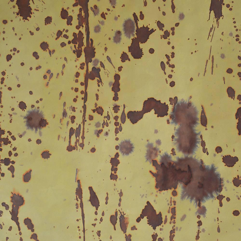 A one-of-a-kind, limited availability roll wall covering or wallpaper 12 foot roll in stock, hand-painted on handmade Japanese rice paper with the finest inks and richest pigments. Available in yellow and brown, this roll is inspired by Porter