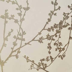 Unique Silver and Cream Contemporary Handprinted Wallpaper Roll