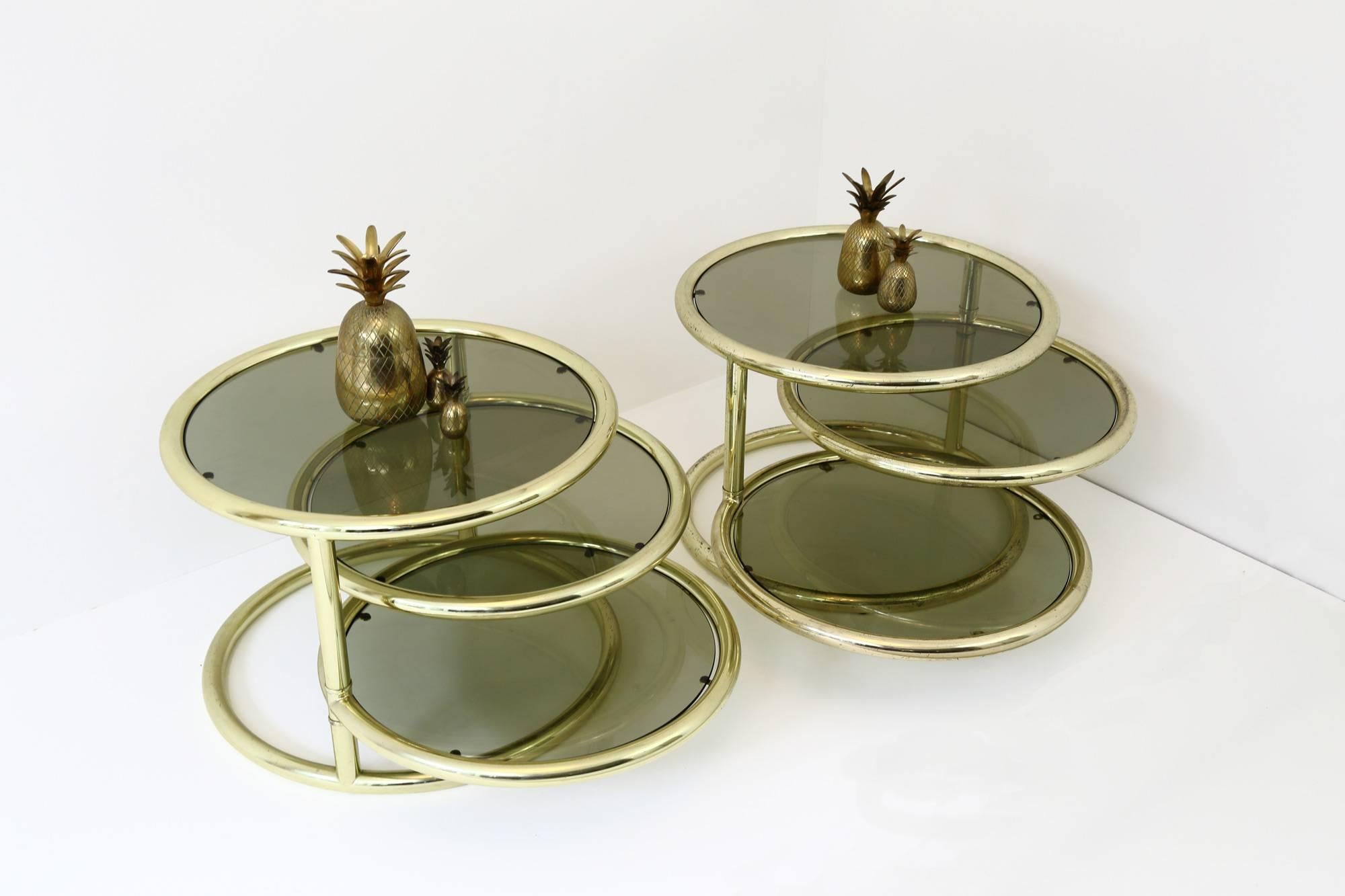 Mid-Century Modern Milo Baughman Style Circular Coffee Tables