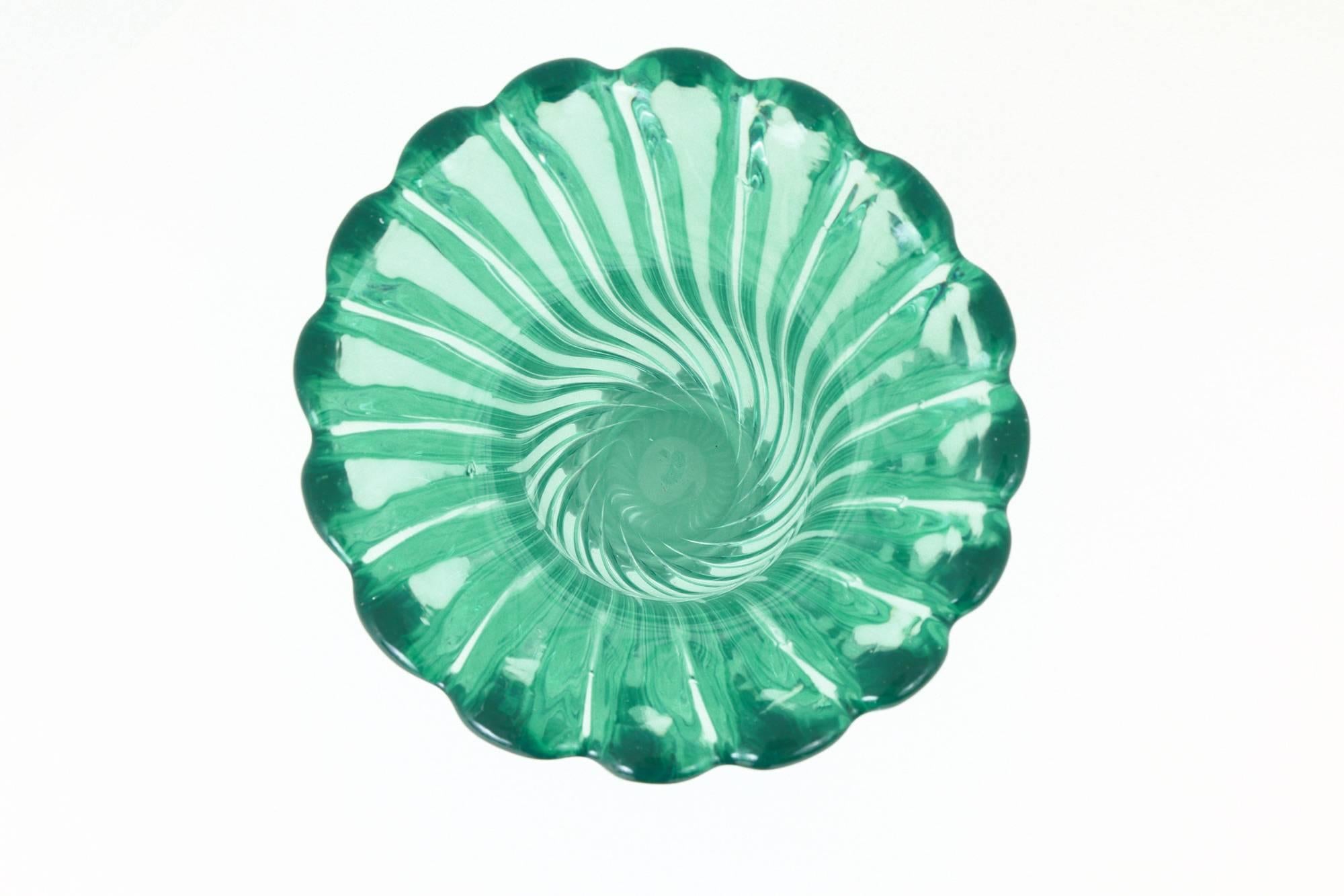 murano green glass vase