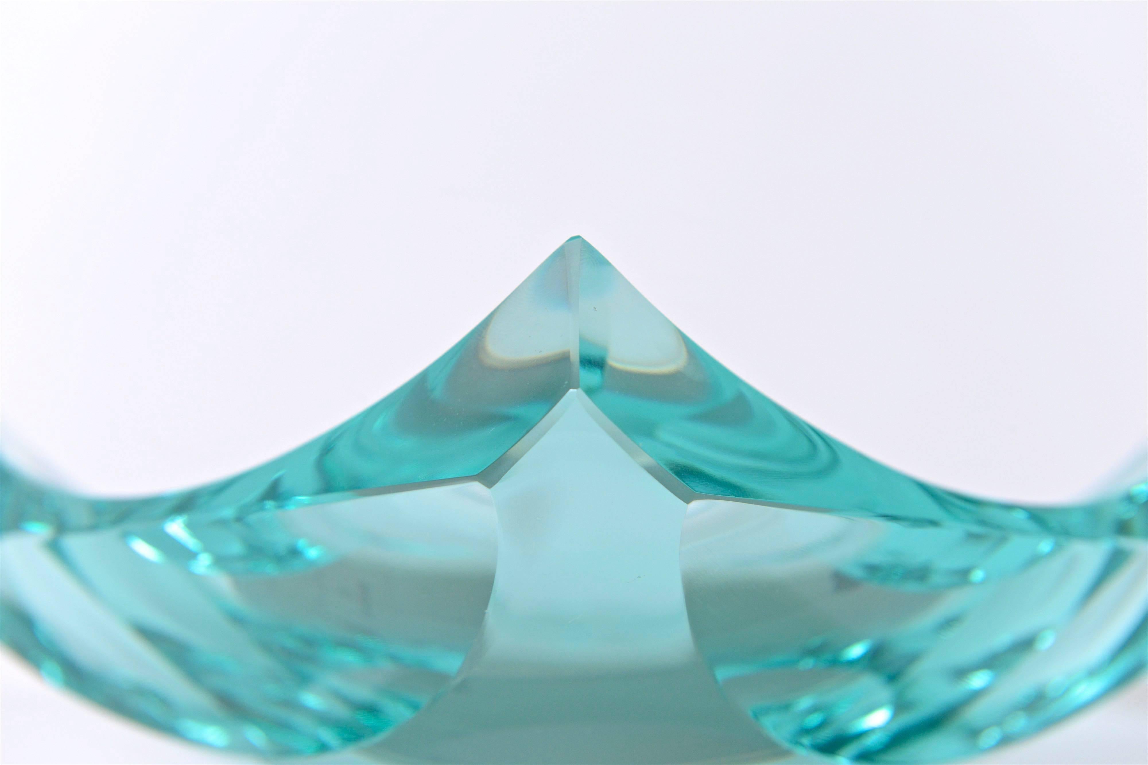 Mid-Century Modern Fontana Arte Aquamarine Glass Dish