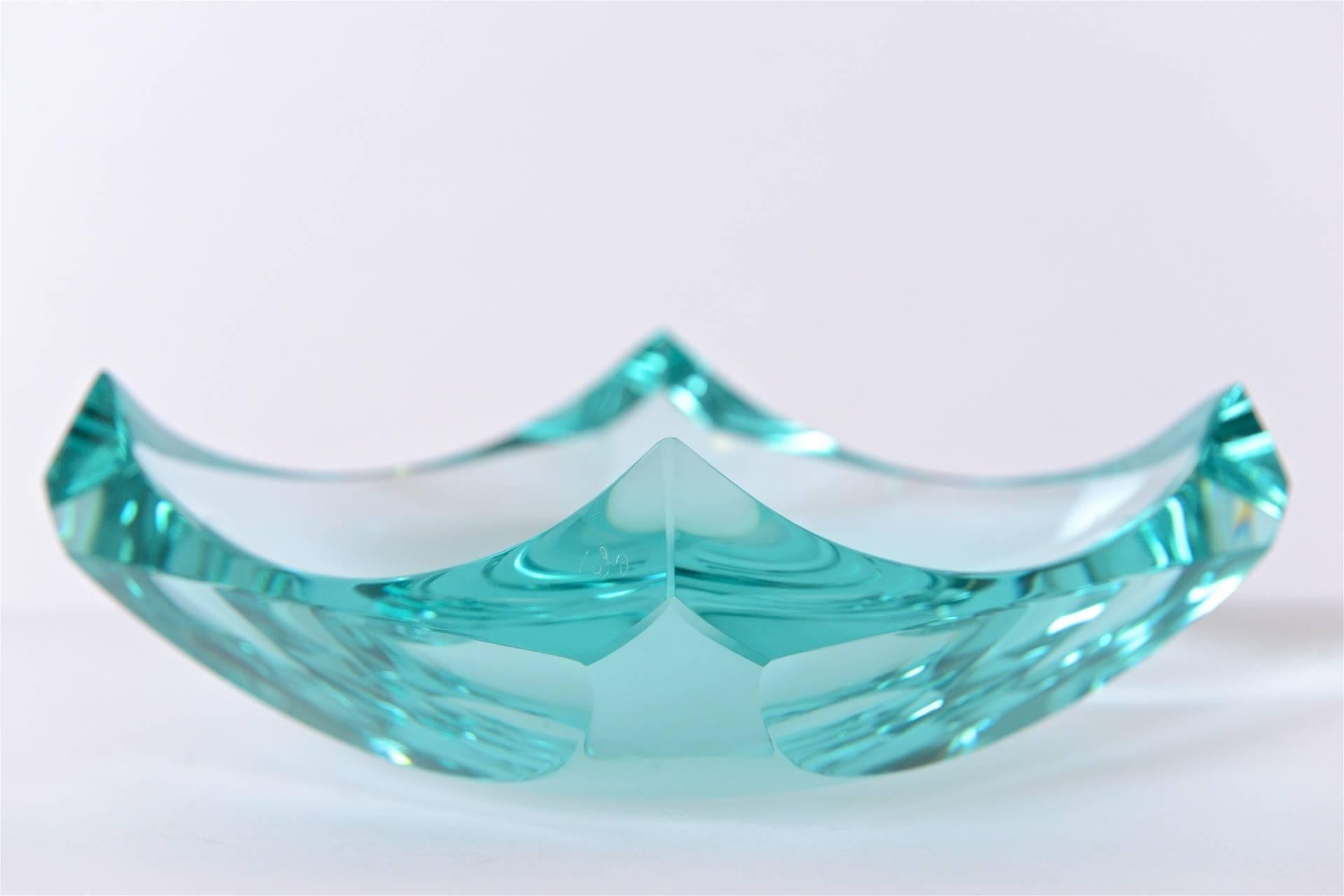 Italian Fontana Arte Aquamarine Glass Dish