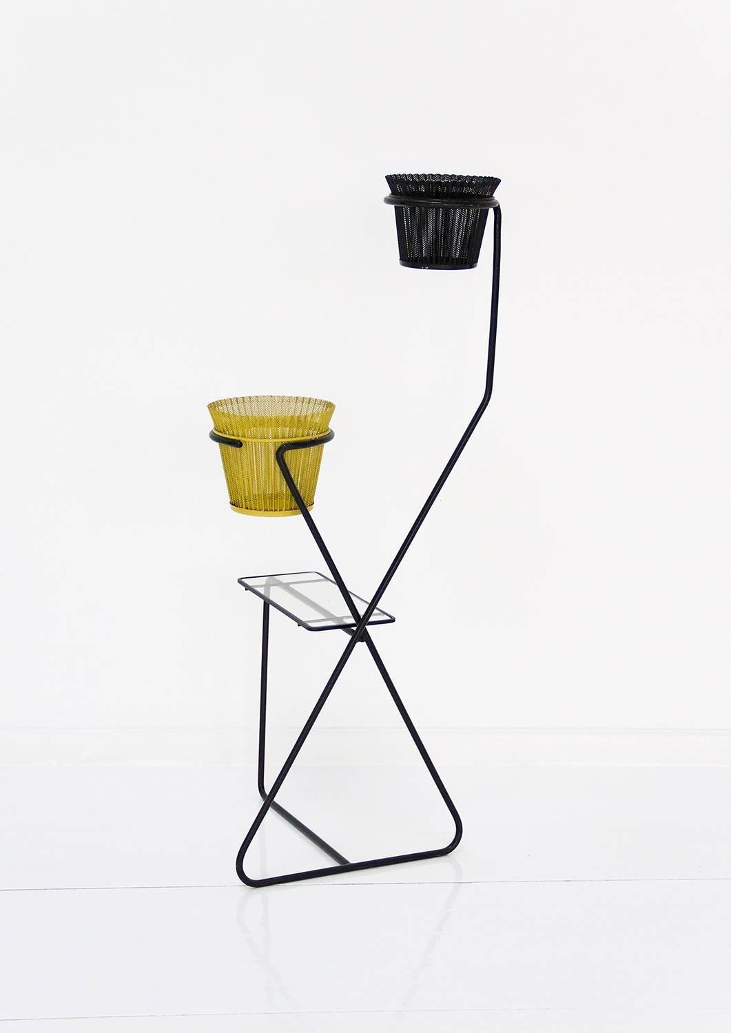 Mid-20th Century Double Plant Stand with Table Designed by Mathieu Mategot, circa 1950, France