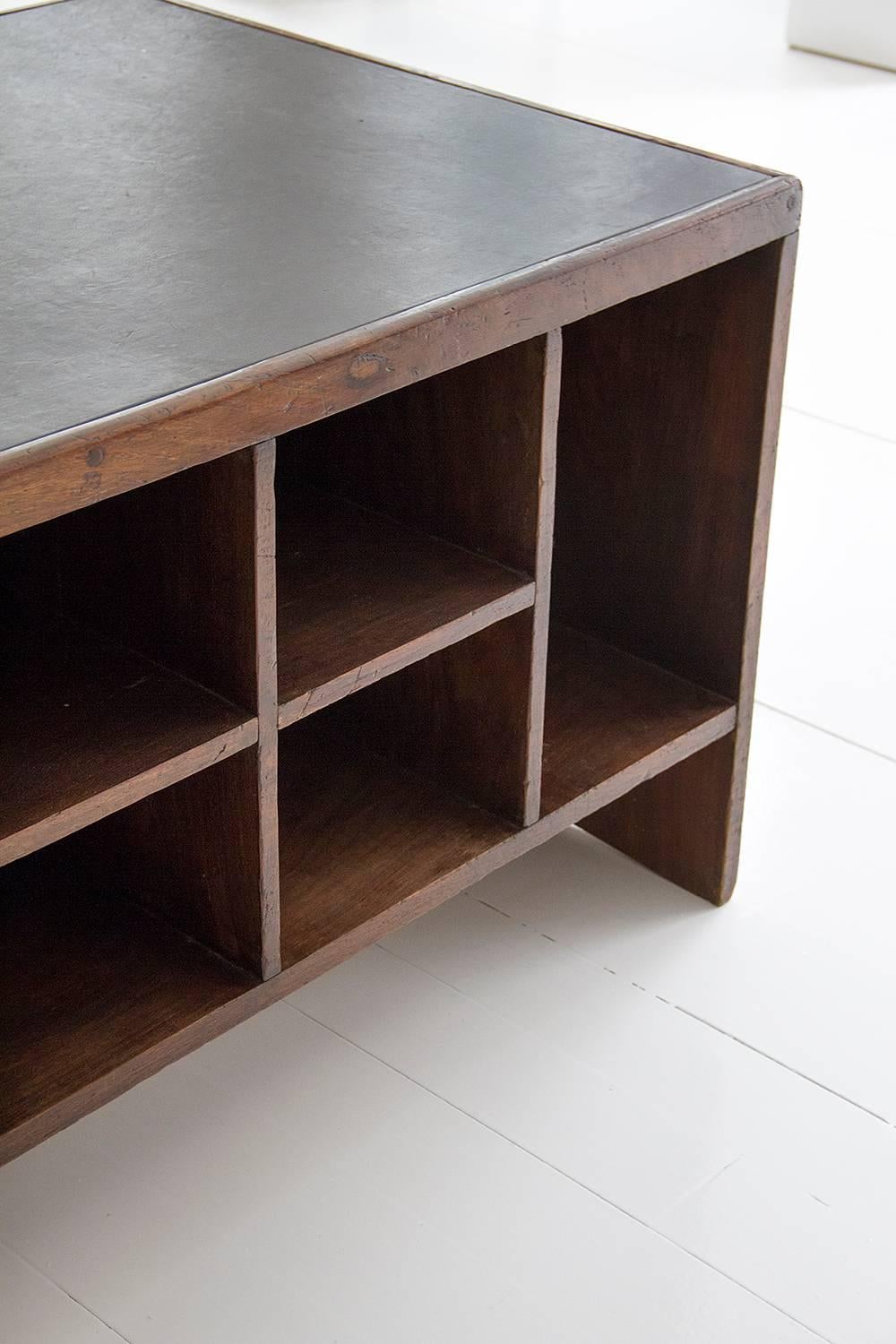 Mid-20th Century Pierre Jeanneret Office Desk for Chandigarh, Wood and Leather, circa 1950, India