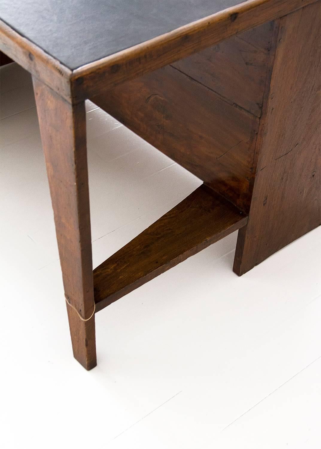 Indian Pierre Jeanneret Office Desk for Chandigarh, Wood and Leather, circa 1950, India