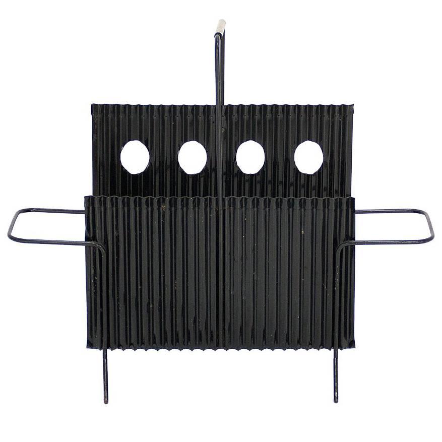 Black Magazine Rack from Java Collection by Mathieu Mategot France, circa 1950