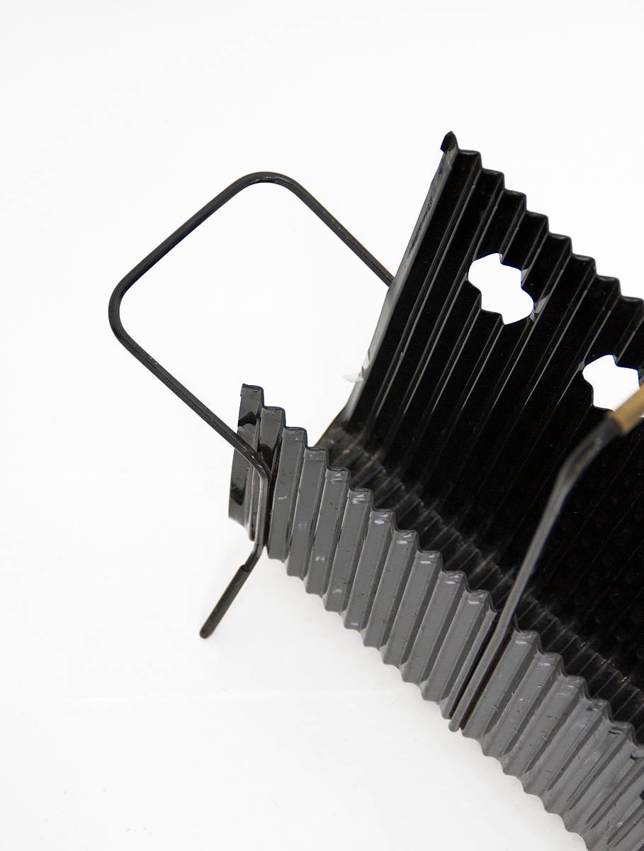 French Black Magazine Rack from Java Collection by Mathieu Mategot France, circa 1950