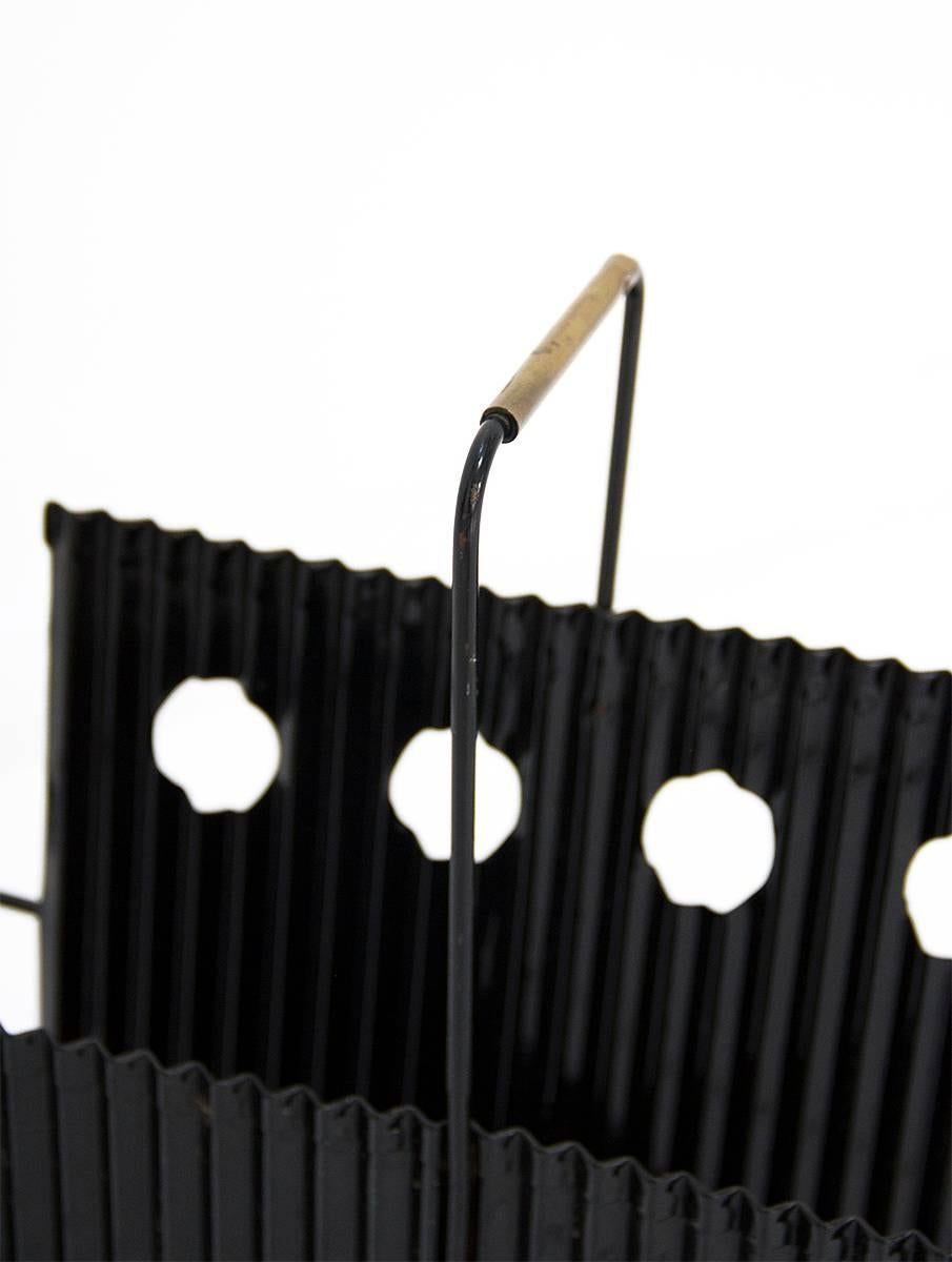 Black Magazine Rack from Java Collection by Mathieu Mategot France, circa 1950 In Excellent Condition In Barcelona, ES